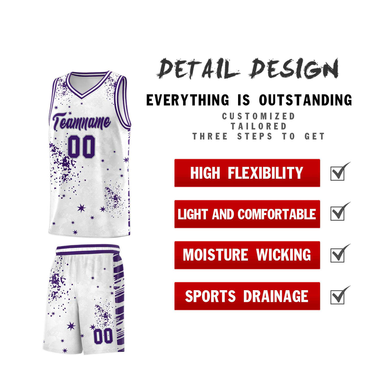 Custom White Purple Vice Burst Galactic Graffiti Moisture-Wicking Basketball Jersey