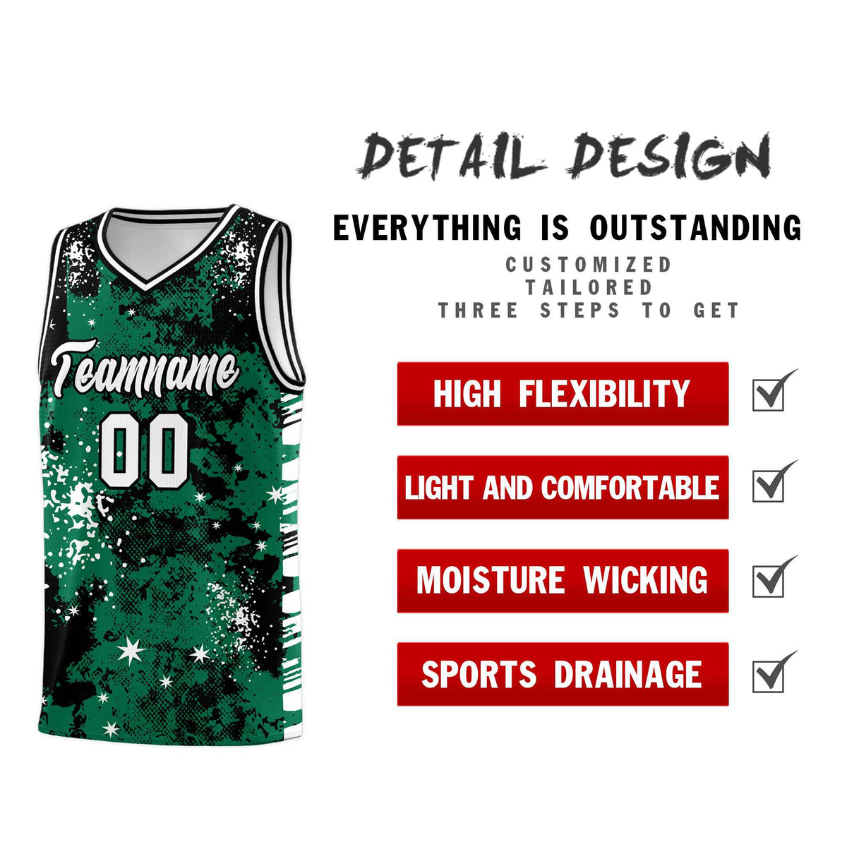 Custom Kelly Green Black Vice Burst Galactic Graffiti Wrinkle-Resistant Basketball Jersey