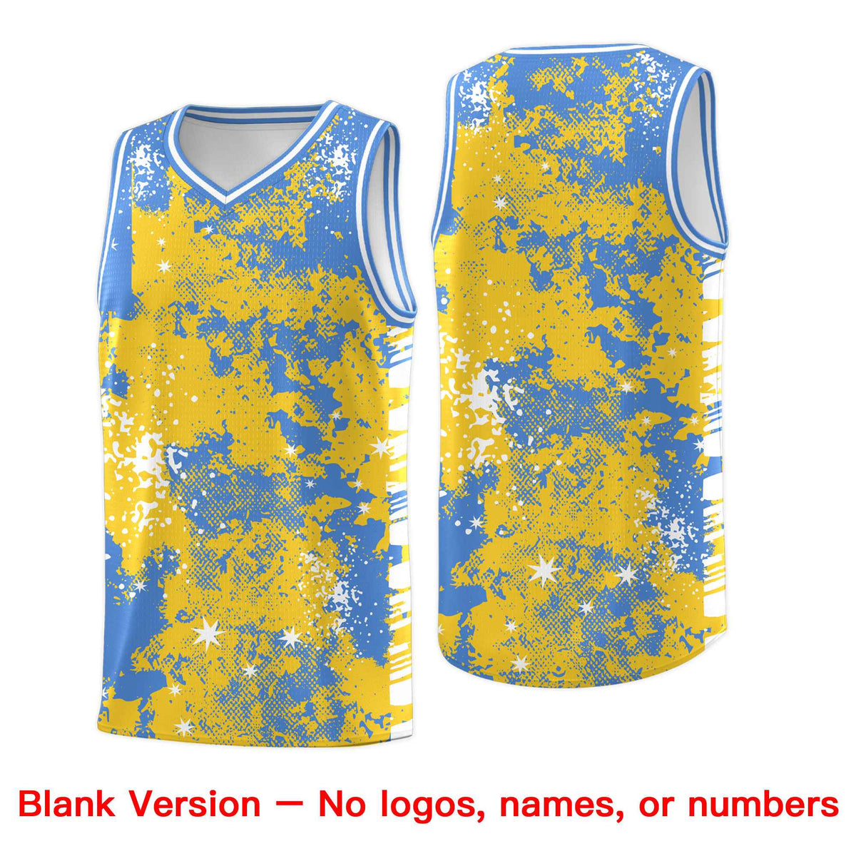 Custom Gold Powder Blue Vice Burst Galactic Graffiti Stretch Fabric Basketball Jersey