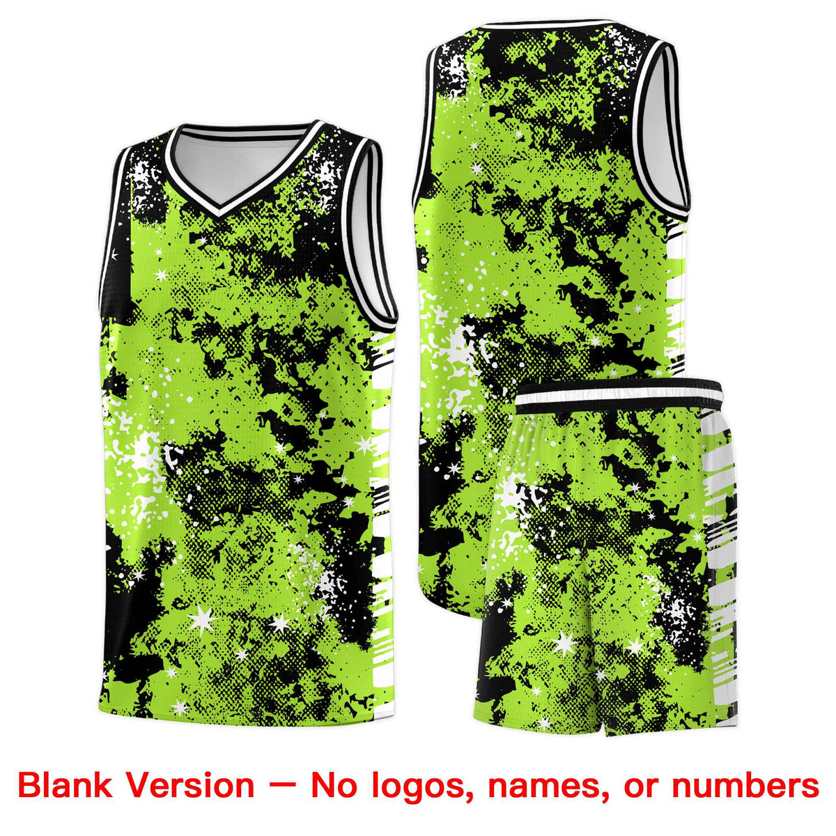 Custom Neon Green Black Vice Burst Galactic Graffiti Lightweight Basketball Jersey