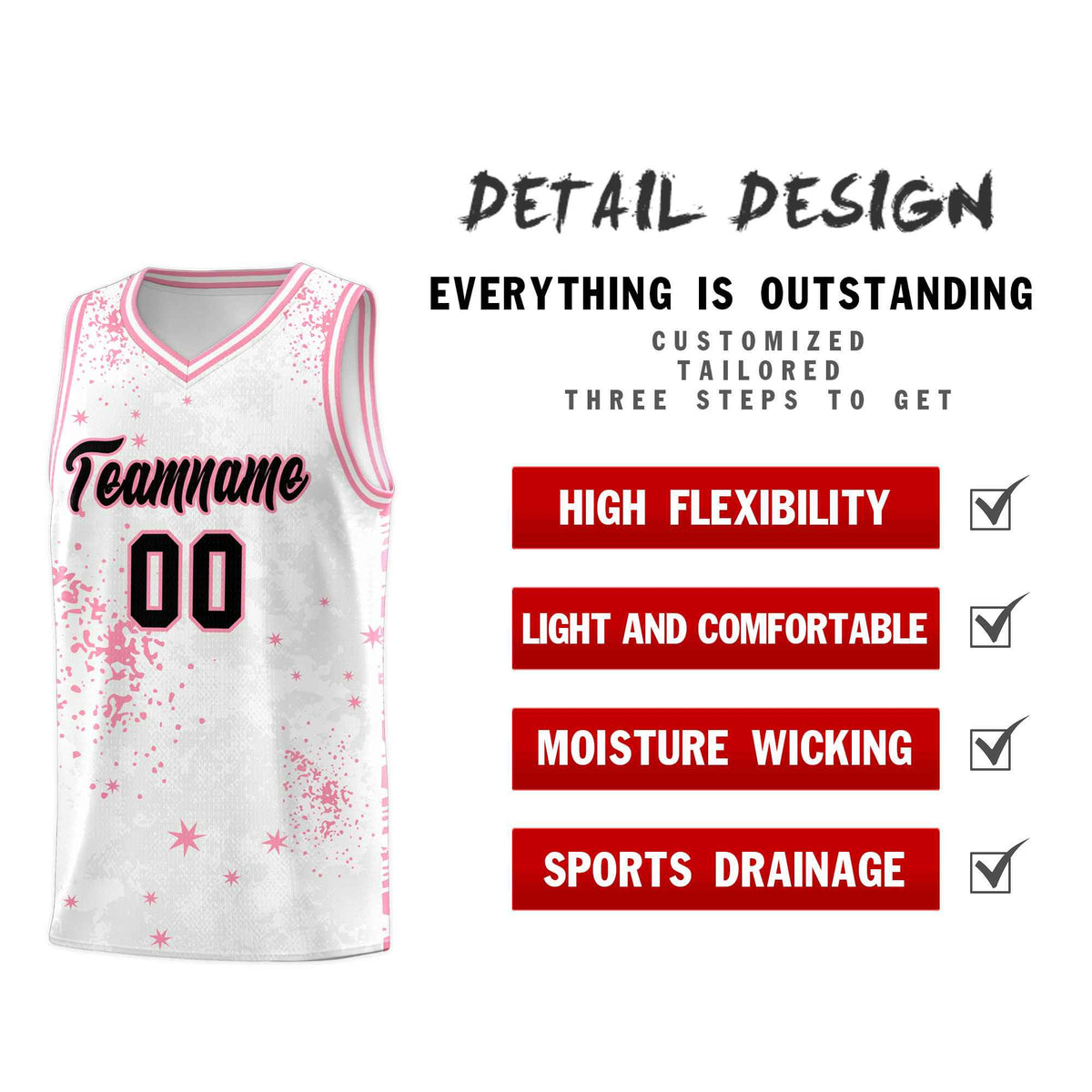 Custom White Light Pink Vice Burst Galactic Graffiti Drapable Basketball Jersey