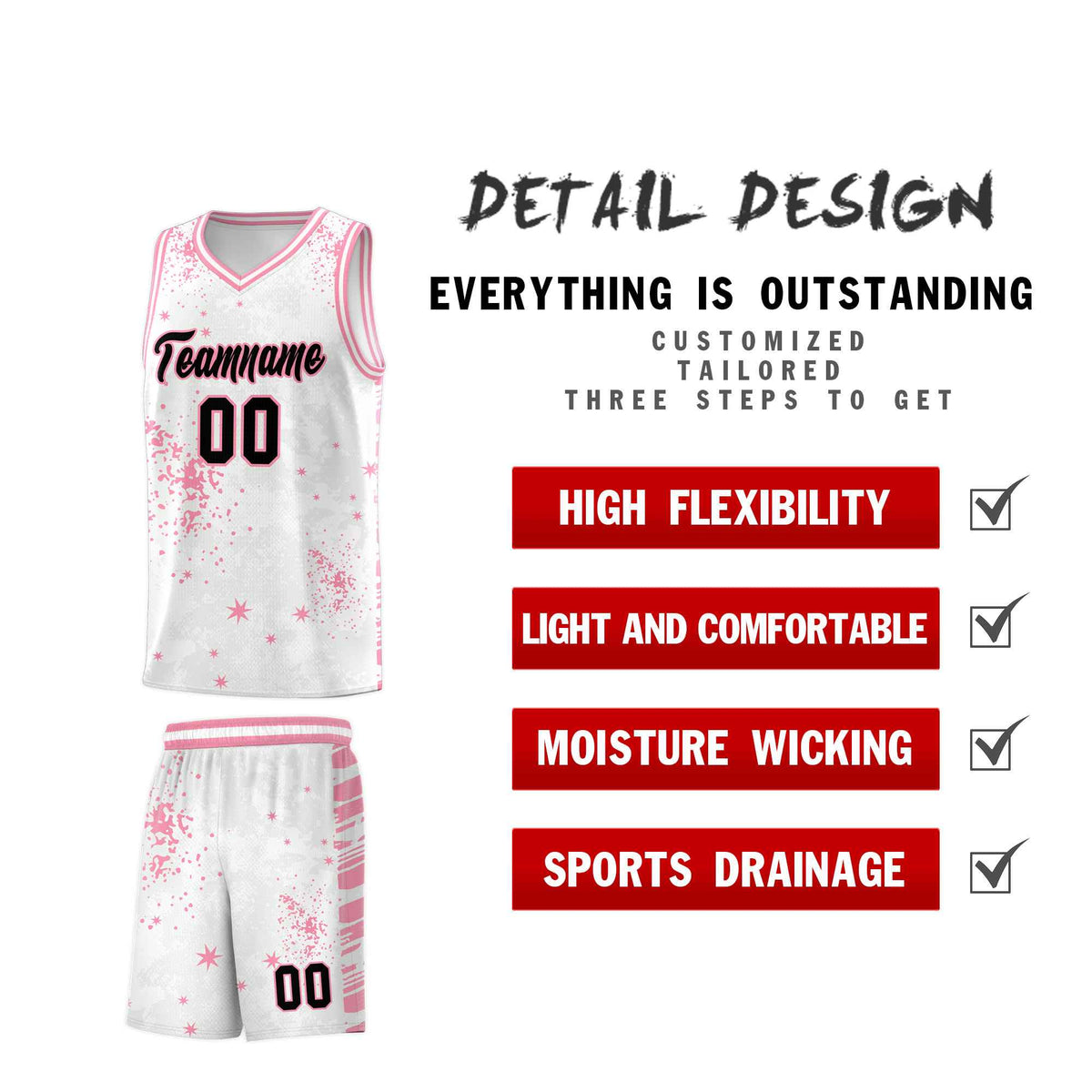 Custom White Light Pink Vice Burst Galactic Graffiti Drapable Basketball Jersey
