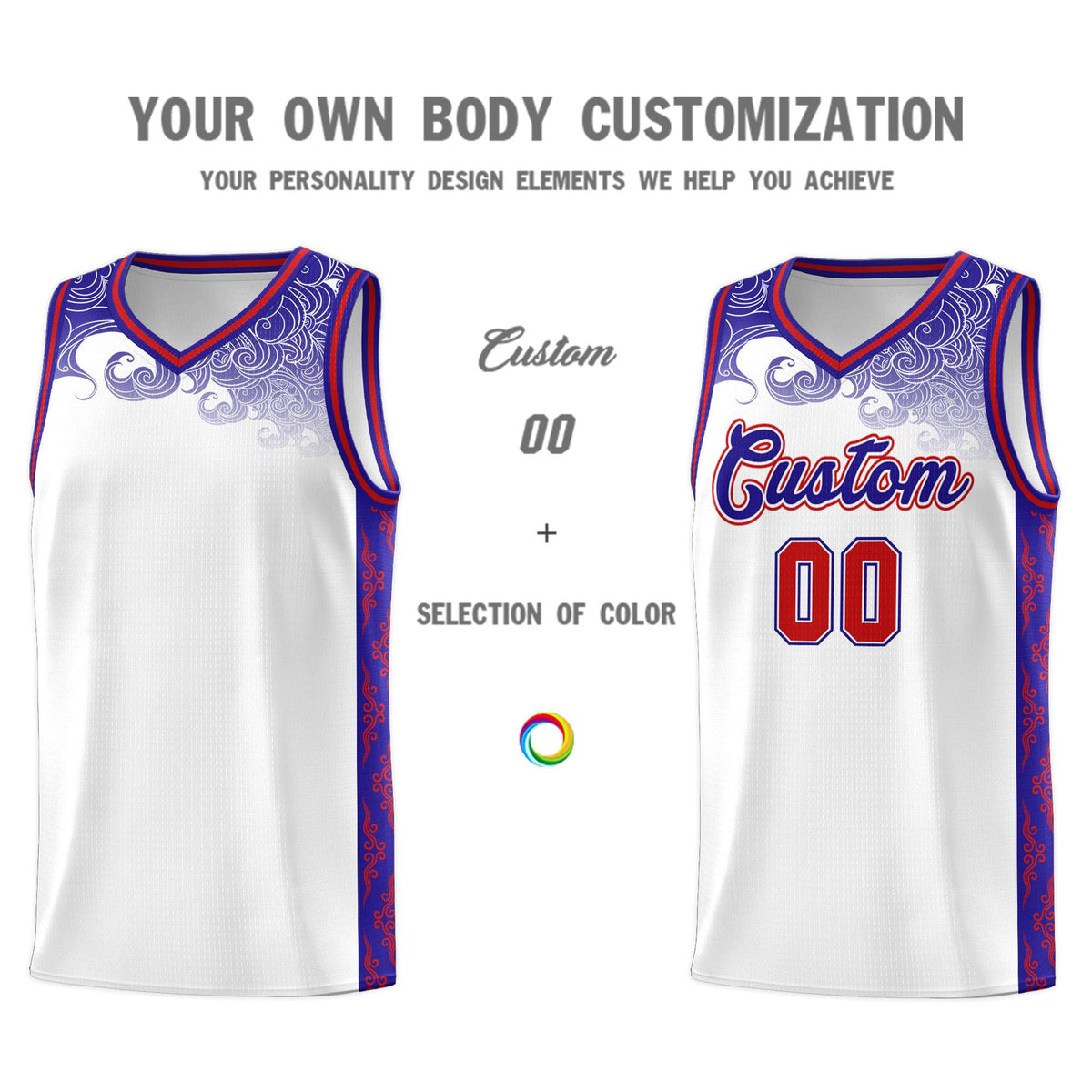Custom White Personalized Cloud Pattern Sports Sets Uniform Basketball Jersey
