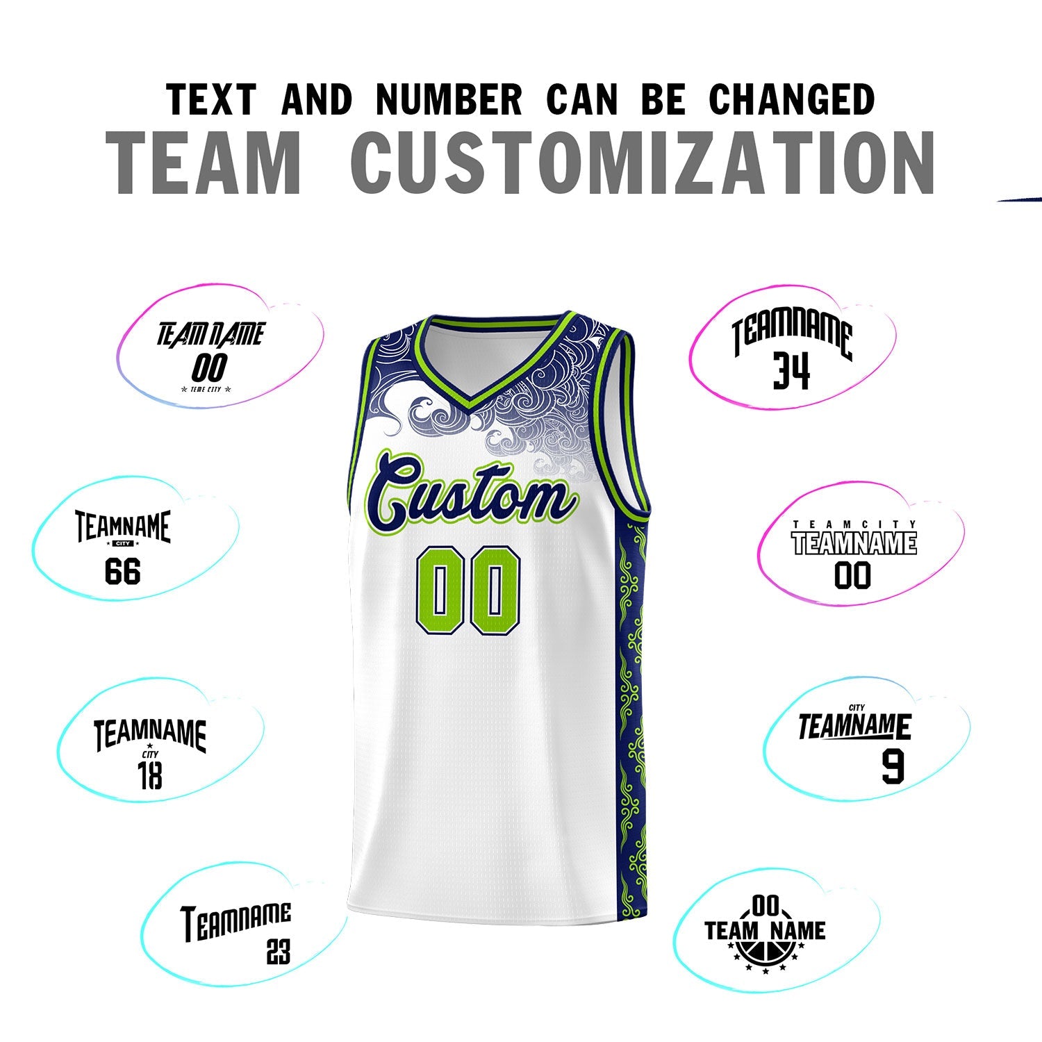 Custom White Personalized Cloud Pattern Sports Sets Uniform Basketball Jersey