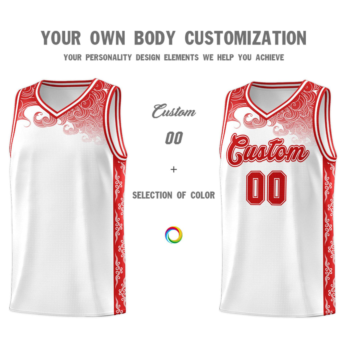 Custom White Personalized Cloud Pattern Sports Sets Uniform Basketball Jersey