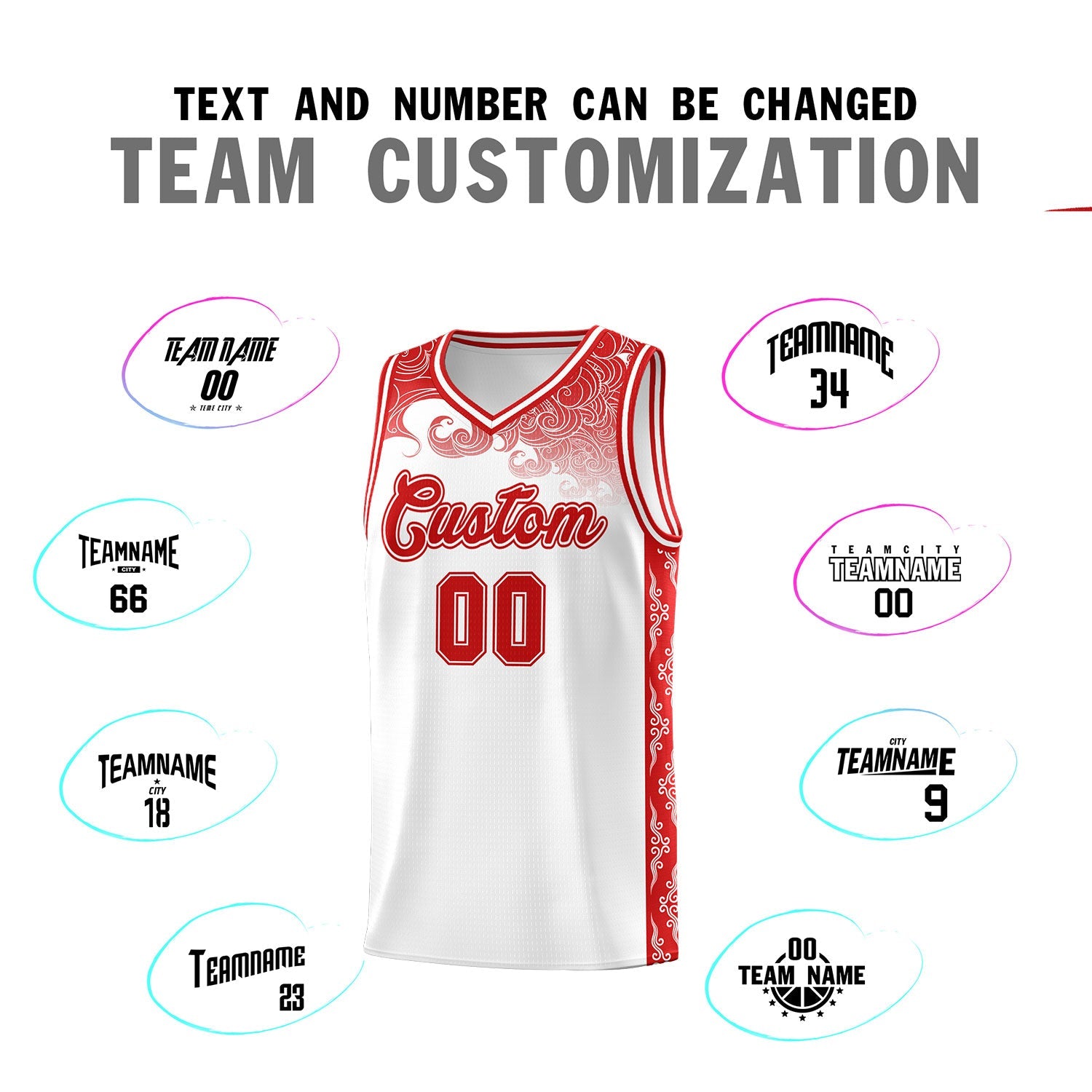 Custom White Personalized Cloud Pattern Sports Sets Uniform Basketball Jersey