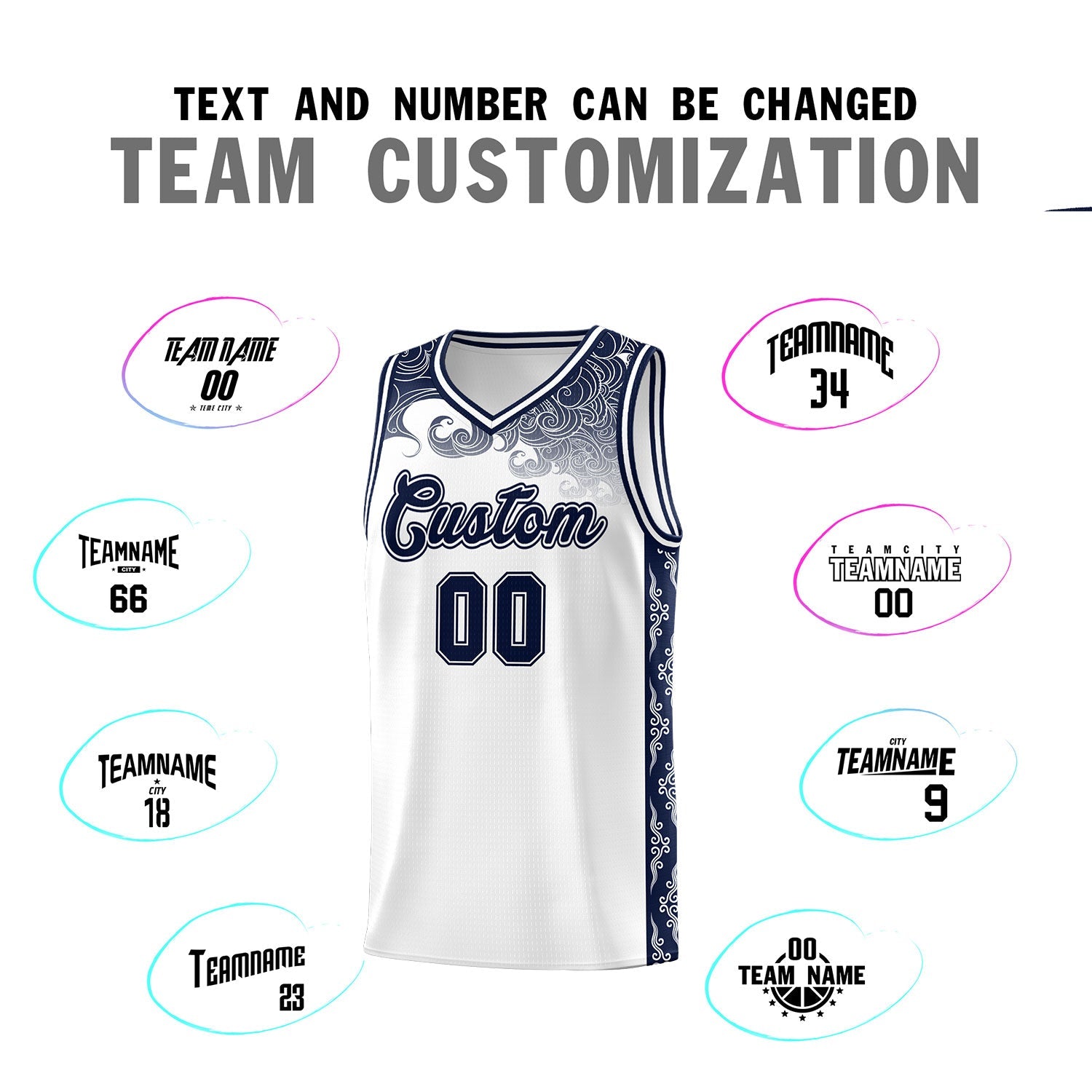 Custom White Personalized Cloud Pattern Sports Sets Uniform Basketball Jersey