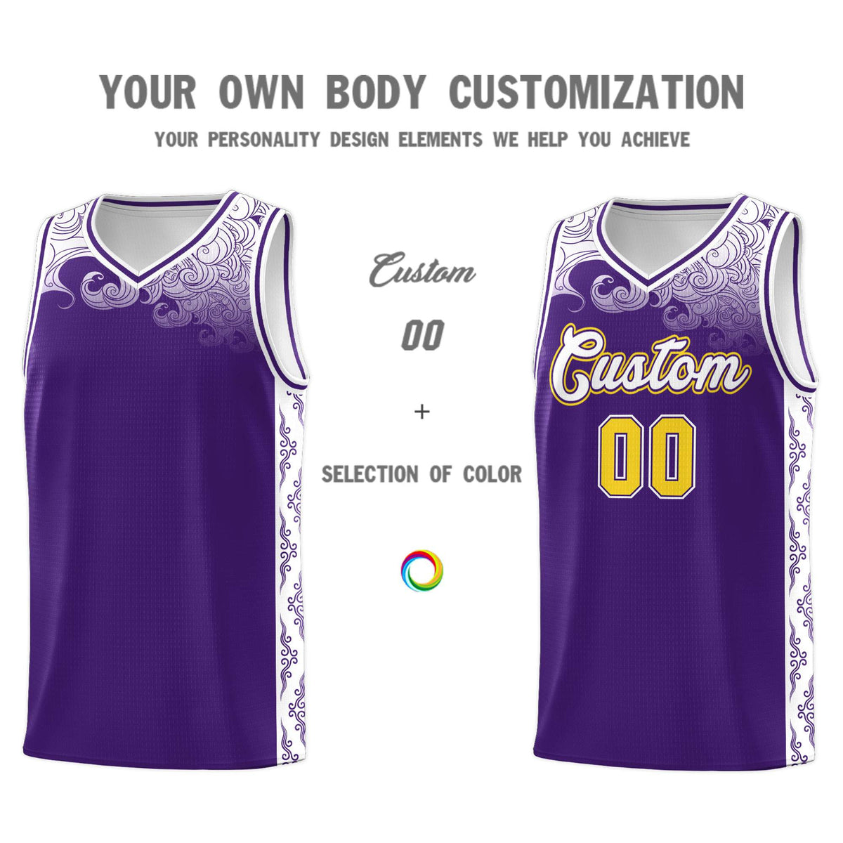 Custom Purple Personalized Cloud Pattern Sports Sets Uniform Basketball Jersey