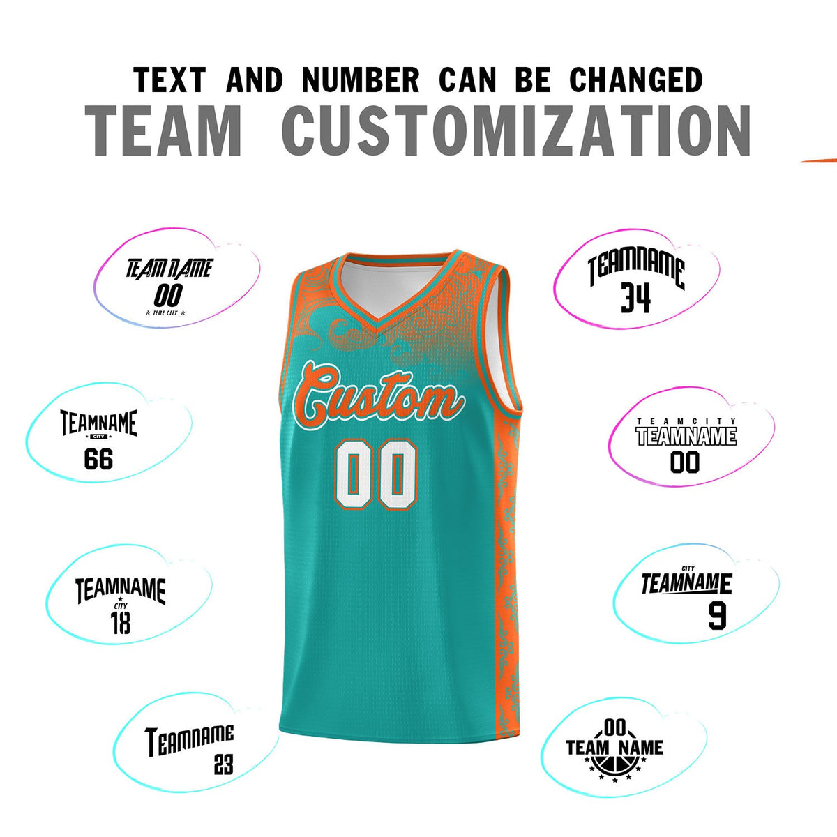 Custom Aqua Personalized Cloud Pattern Sports Sets Uniform Basketball Jersey