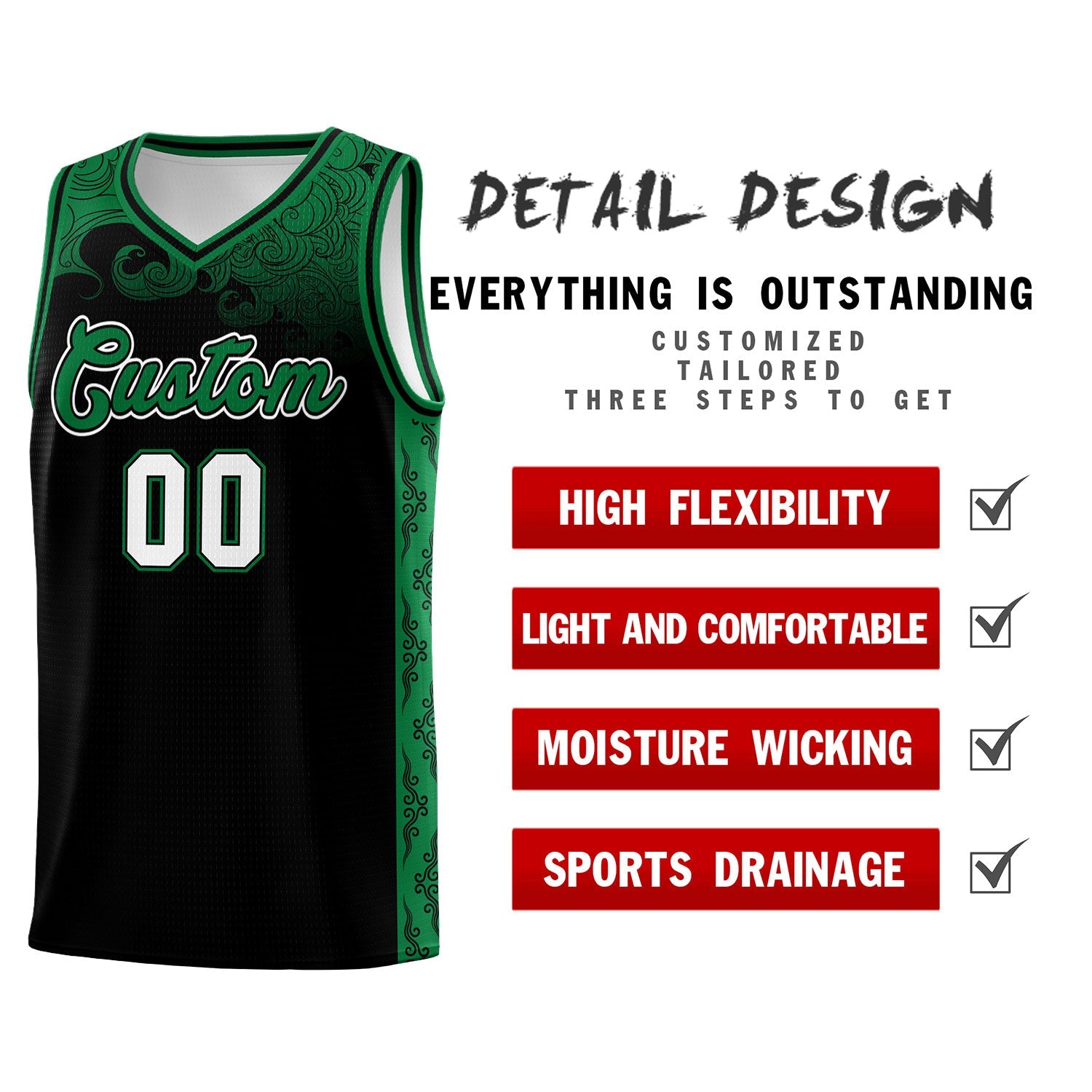 Custom Black Personalized Cloud Pattern Sports Sets Uniform Basketball Jersey
