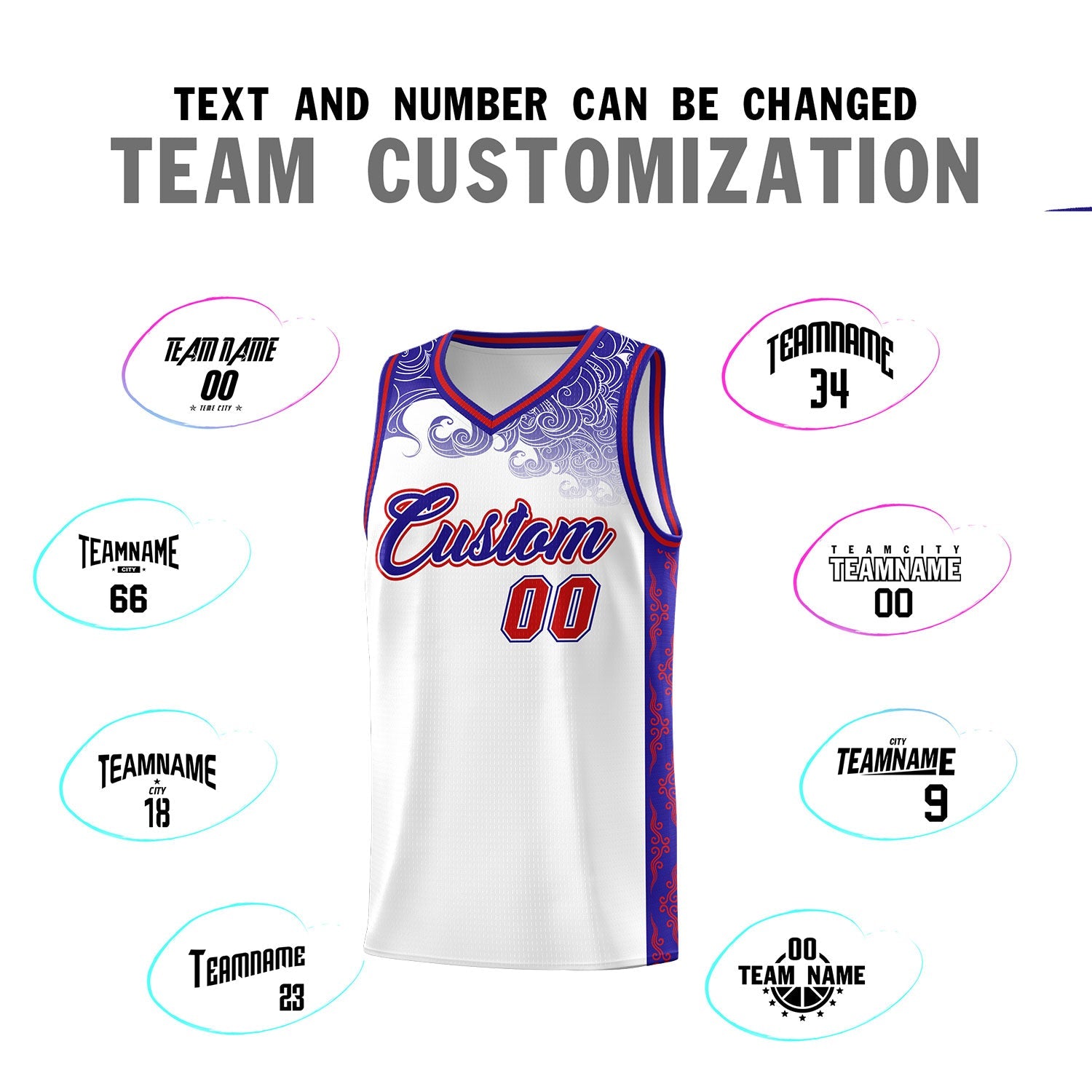 Custom White Personalized Cloud Pattern Sports Sets Uniform Basketball Jersey