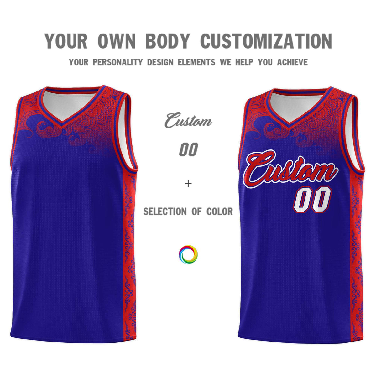 Custom Royal Personalized Cloud Pattern Sports Sets Uniform Basketball Jersey