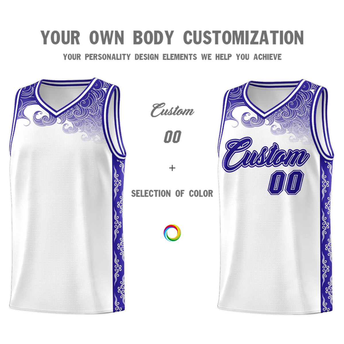 Custom White Personalized Cloud Pattern Sports Sets Uniform Basketball Jersey