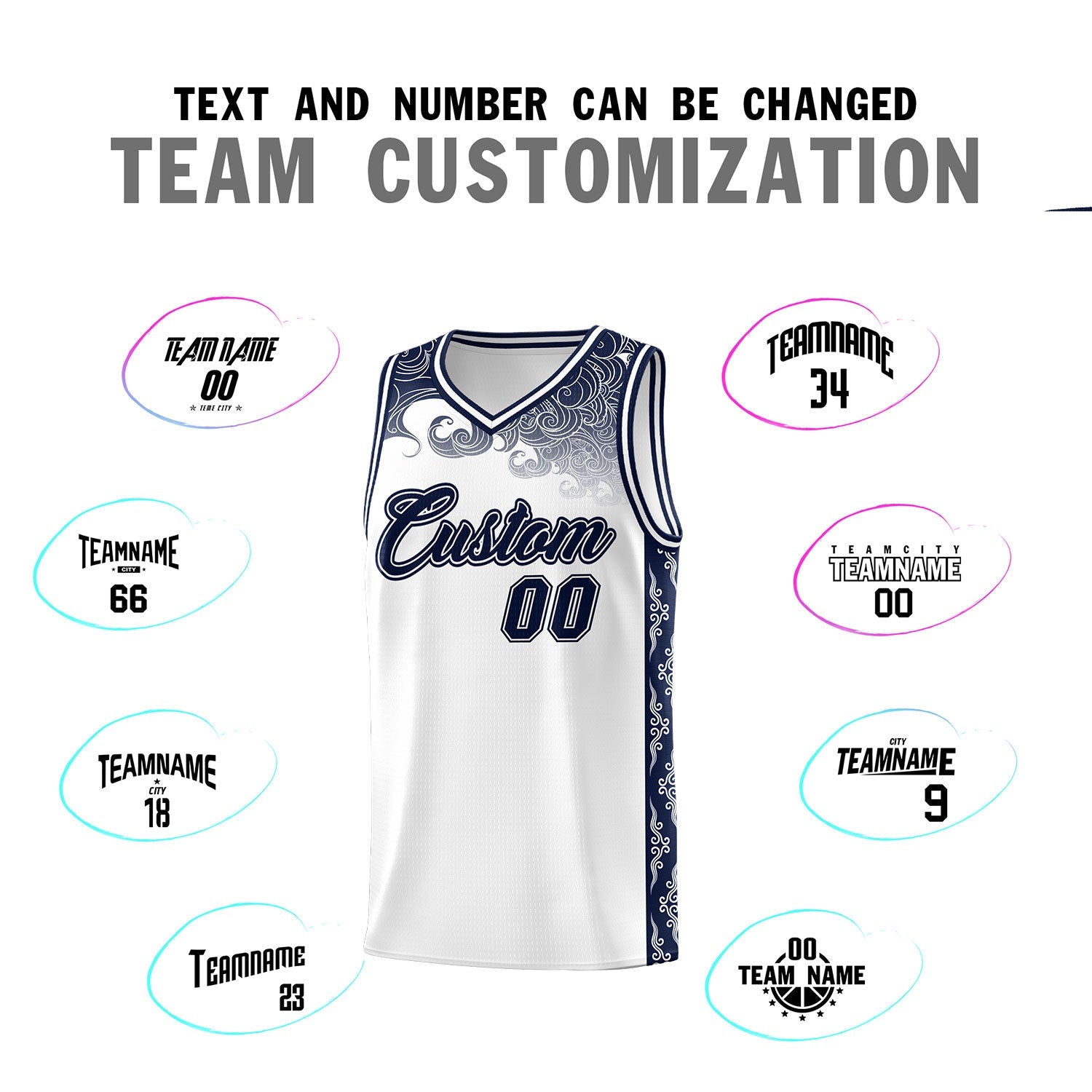 Custom White Personalized Cloud Pattern Sports Sets Uniform Basketball Jersey
