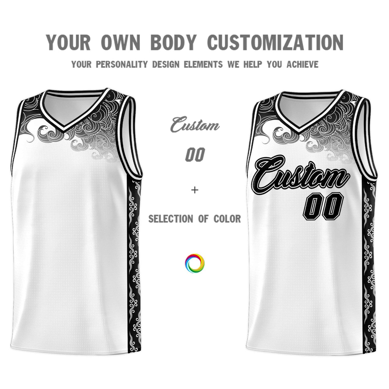 Custom White Personalized Cloud Pattern Sports Sets Uniform Basketball Jersey