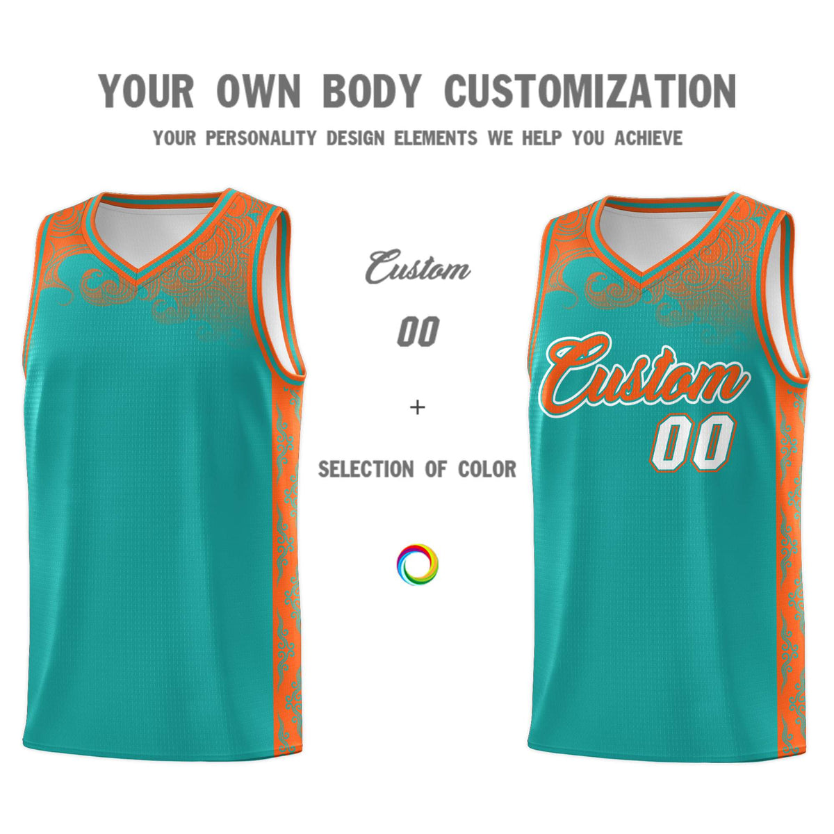 Custom Aqua Personalized Cloud Pattern Sports Sets Uniform Basketball Jersey