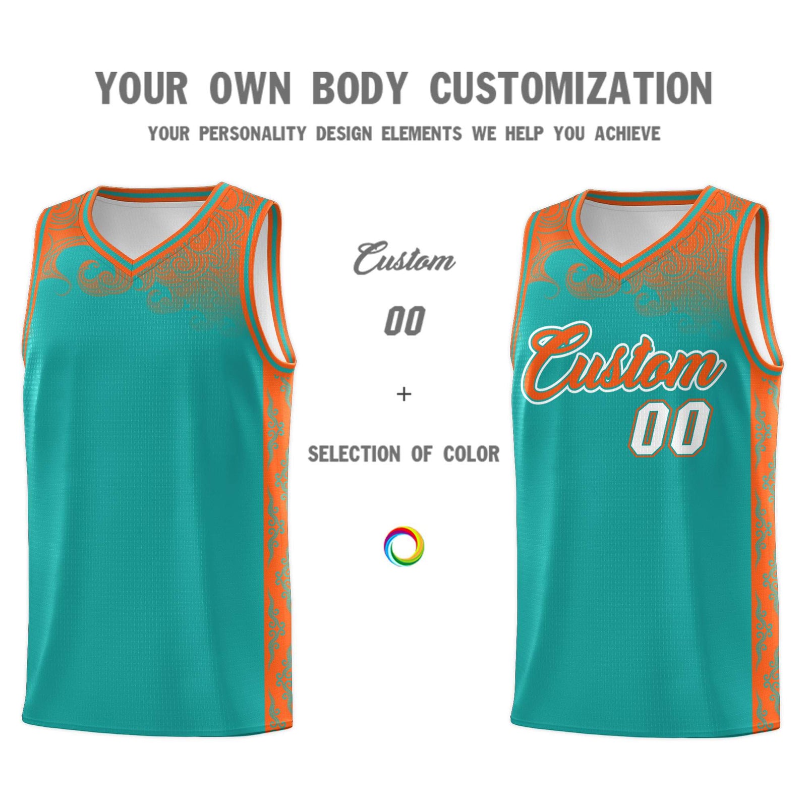 Custom Aqua Personalized Cloud Pattern Sports Sets Uniform Basketball Jersey