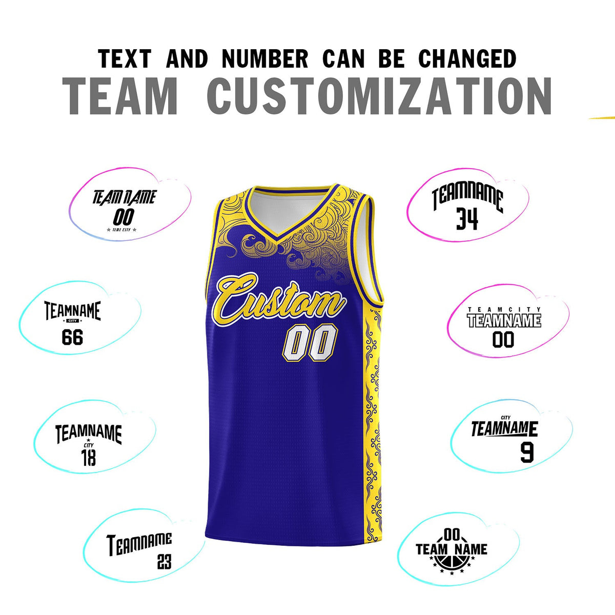 Custom Royal Personalized Cloud Pattern Sports Sets Uniform Basketball Jersey