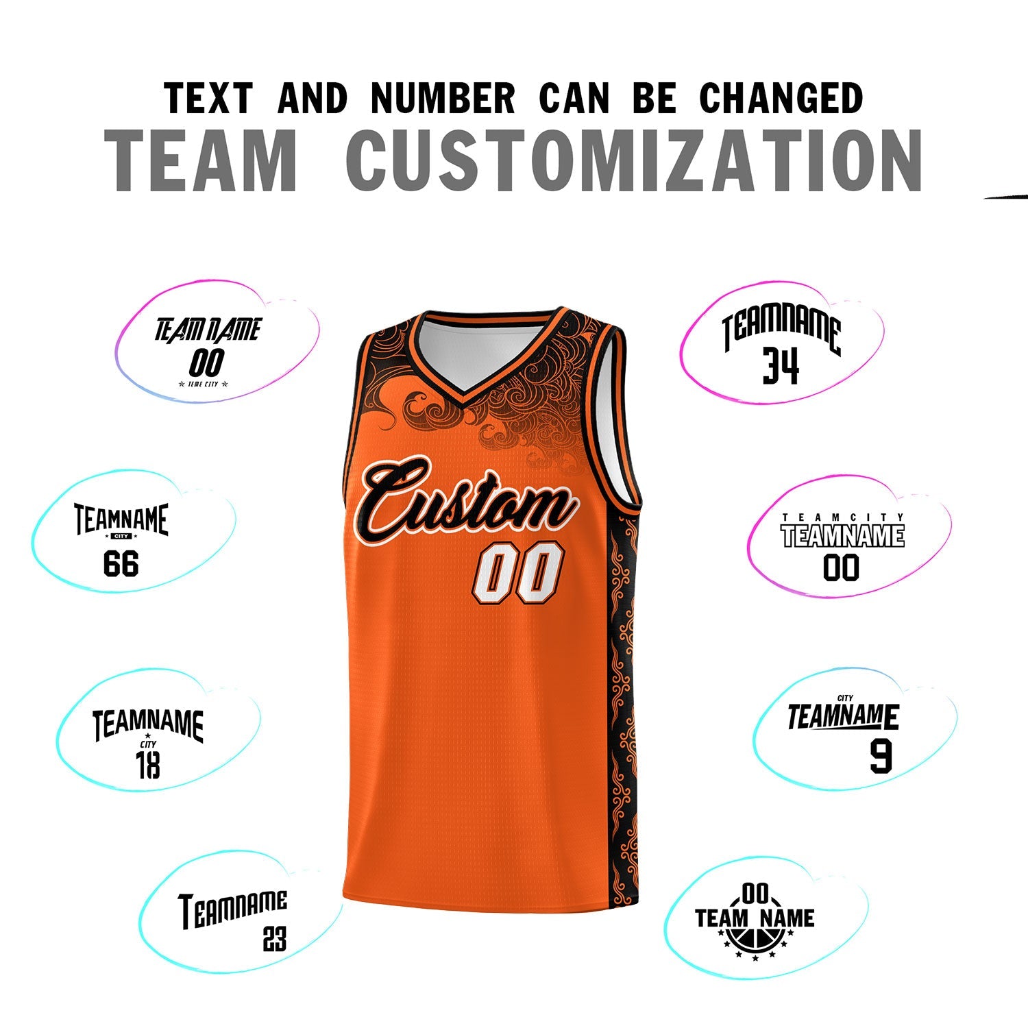 Custom Orange Personalized Cloud Pattern Sports Sets Uniform Basketball Jersey
