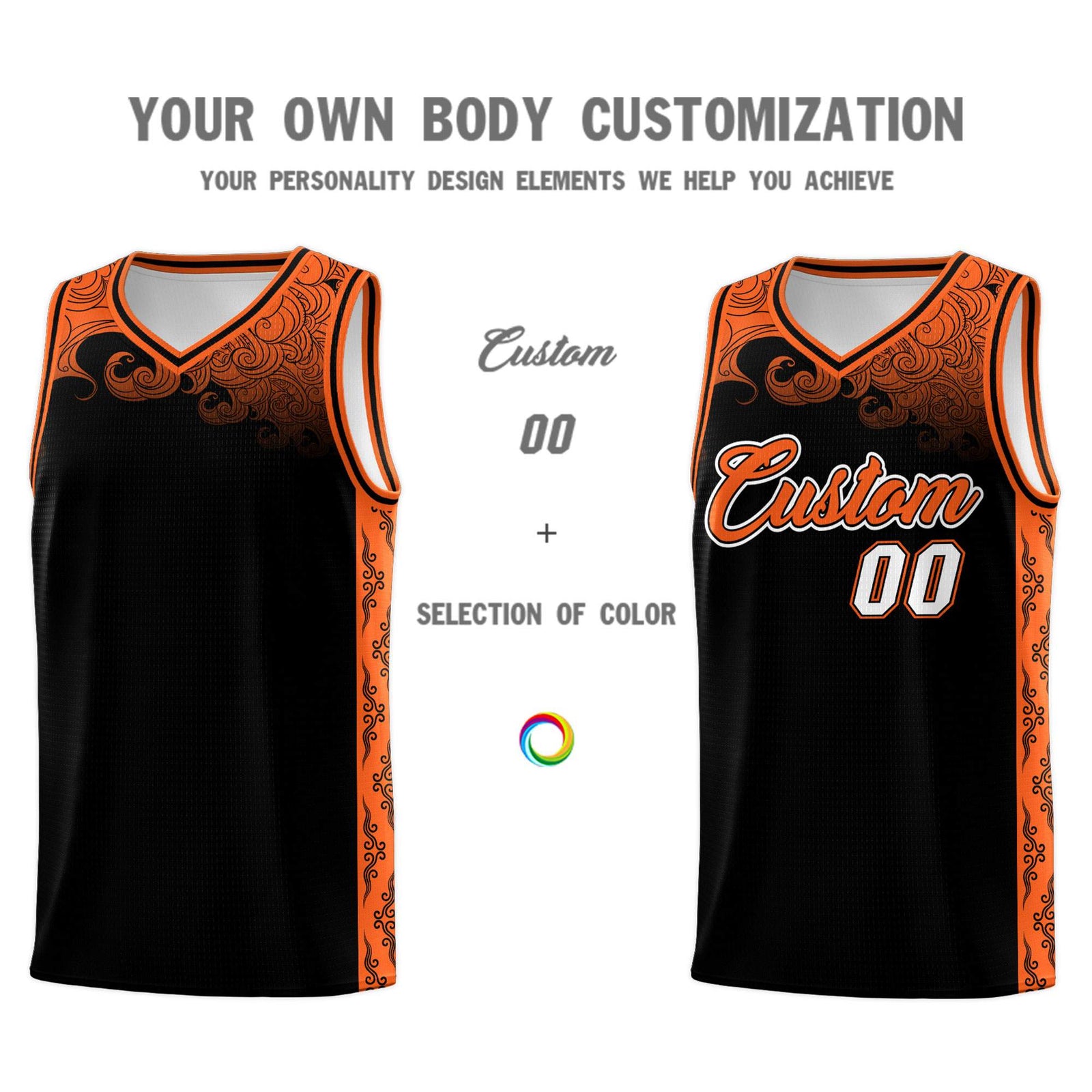 Custom Black Personalized Cloud Pattern Sports Sets Uniform Basketball Jersey