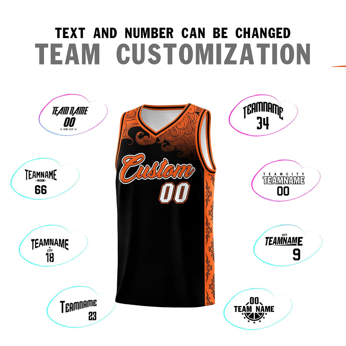 Custom Black Personalized Cloud Pattern Sports Sets Uniform Basketball Jersey