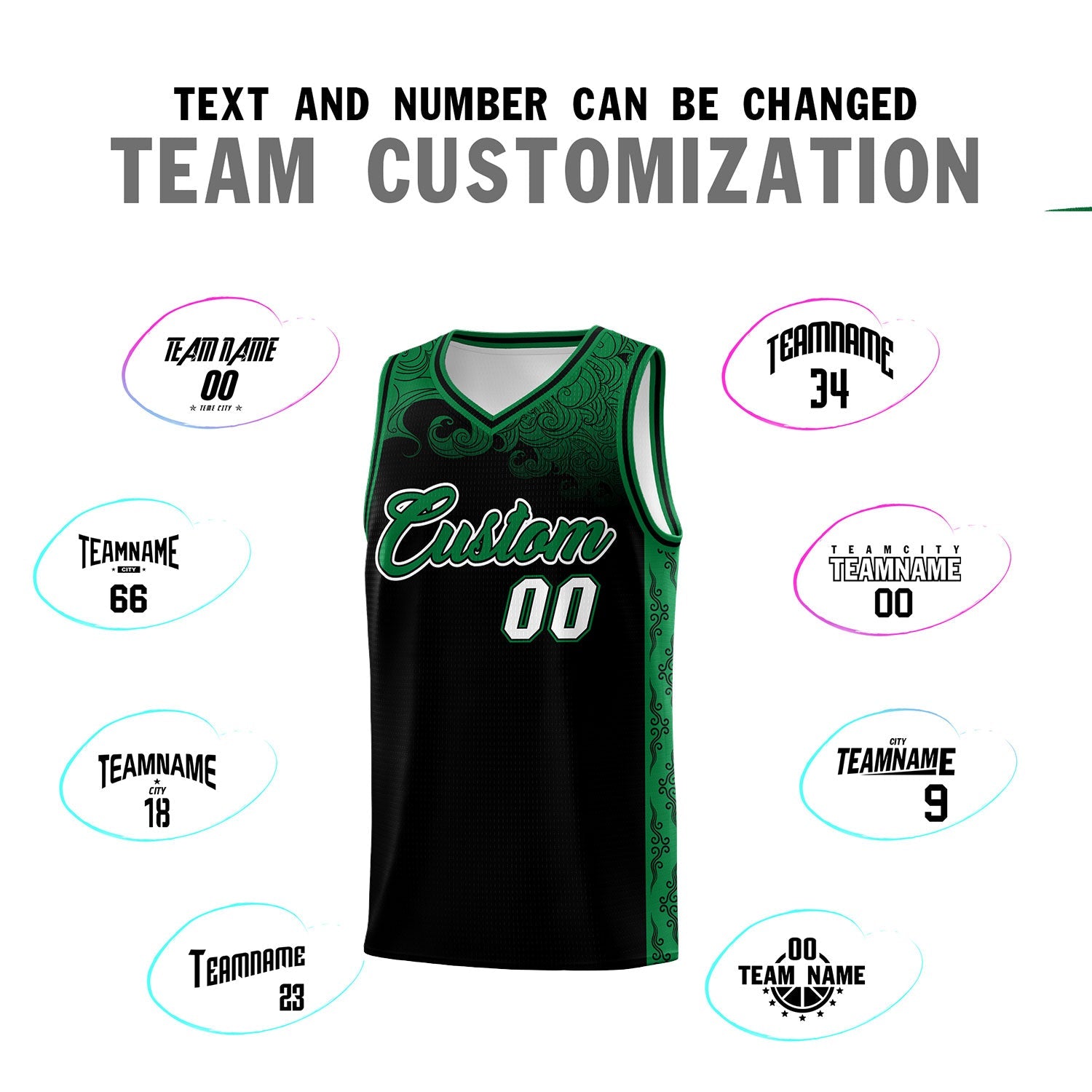Custom Black Personalized Cloud Pattern Sports Sets Uniform Basketball Jersey