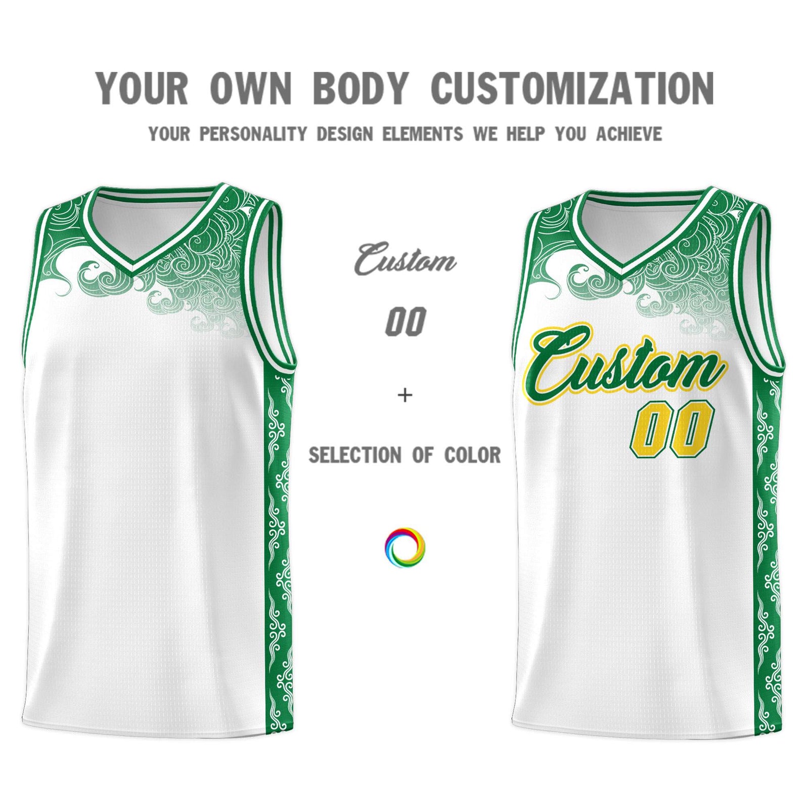 Custom White Personalized Cloud Pattern Sports Sets Uniform Basketball Jersey