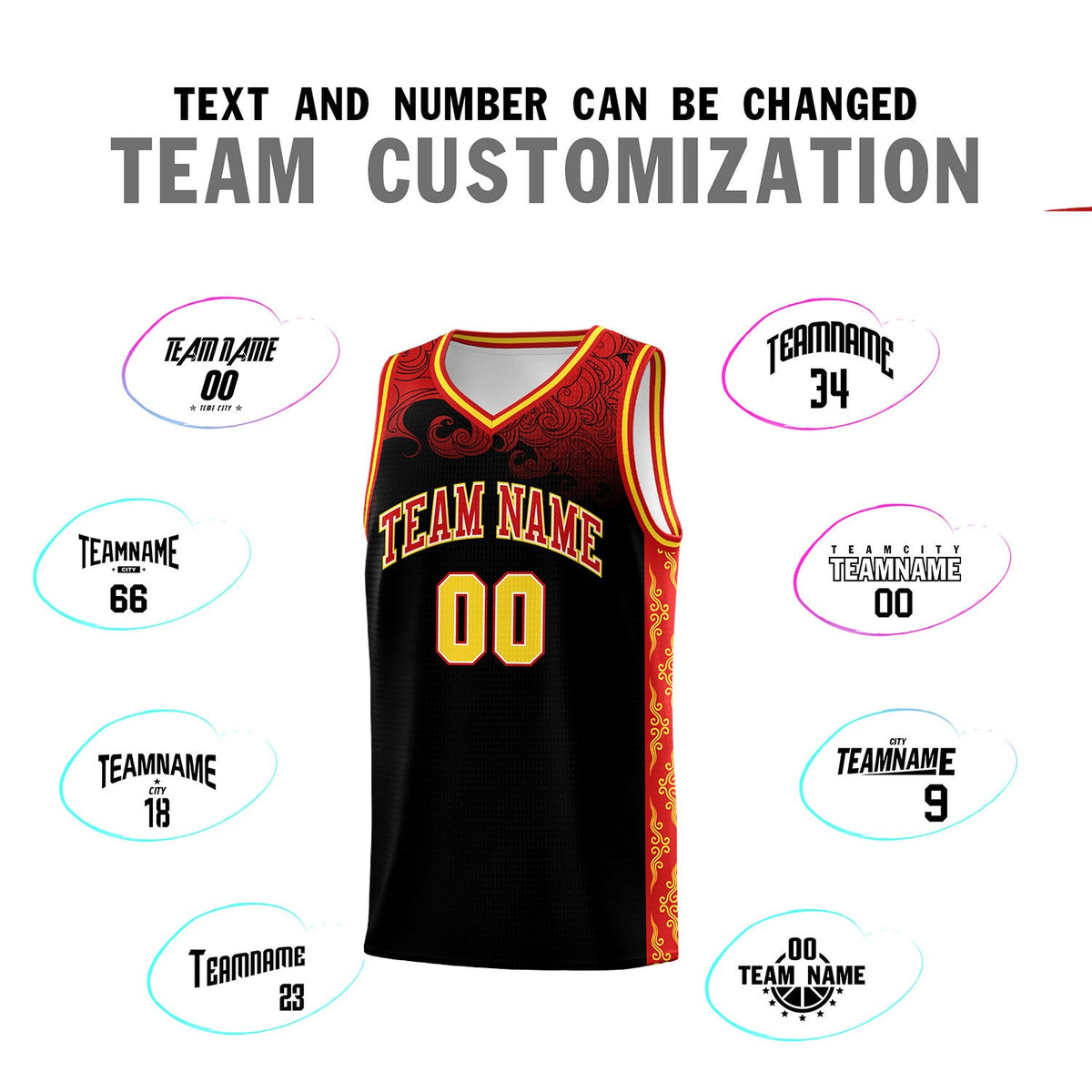 Custom Black Personalized Cloud Pattern Sports Sets Uniform Basketball Jersey