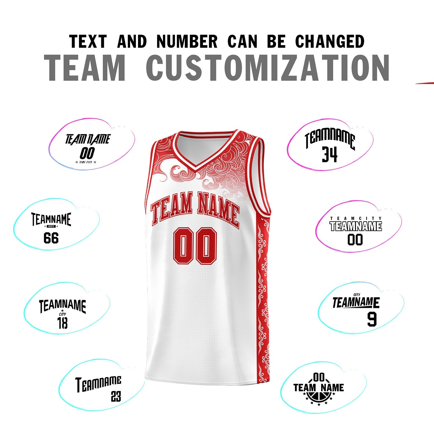 Custom White Personalized Cloud Pattern Sports Sets Uniform Basketball Jersey