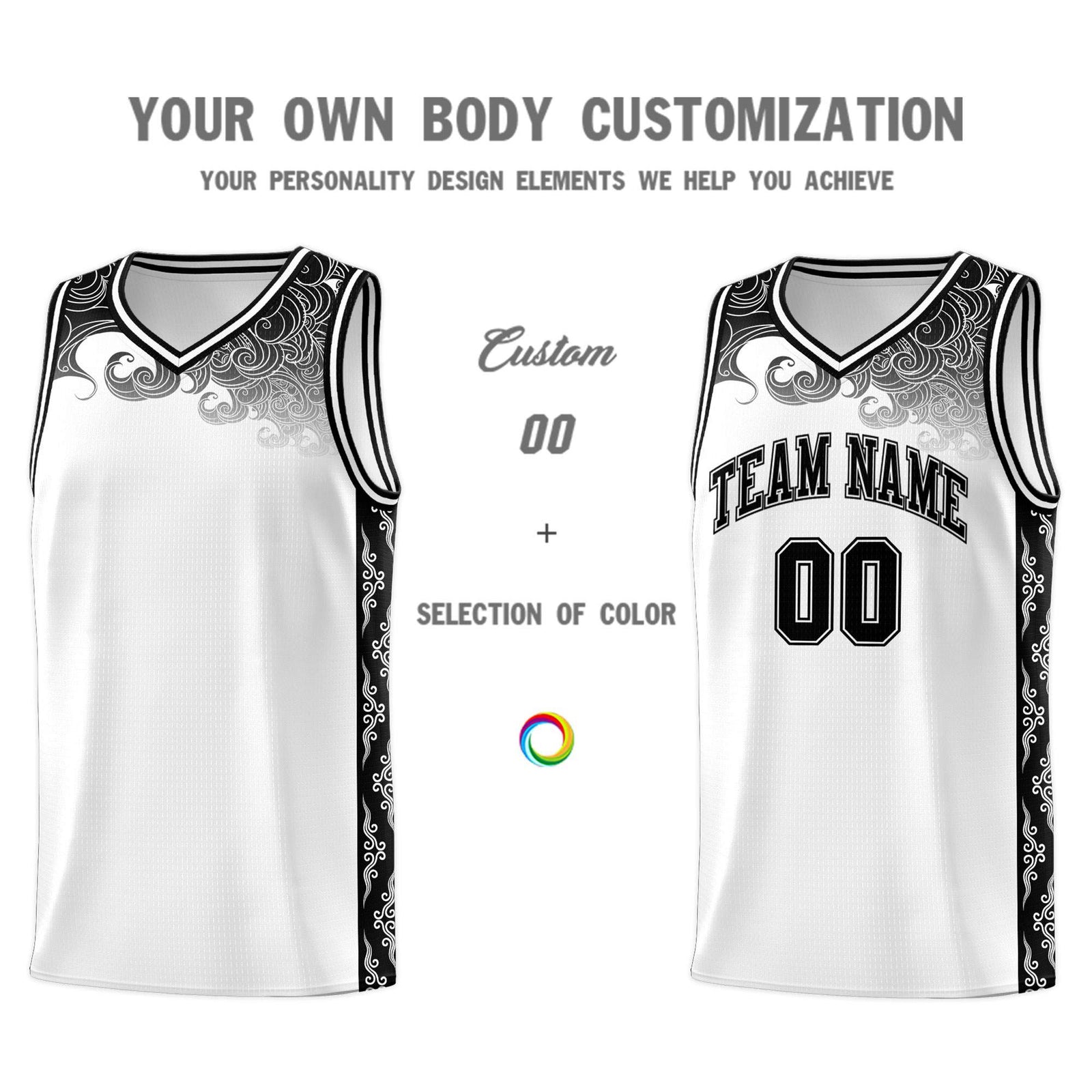 Custom White Personalized Cloud Pattern Sports Sets Uniform Basketball Jersey