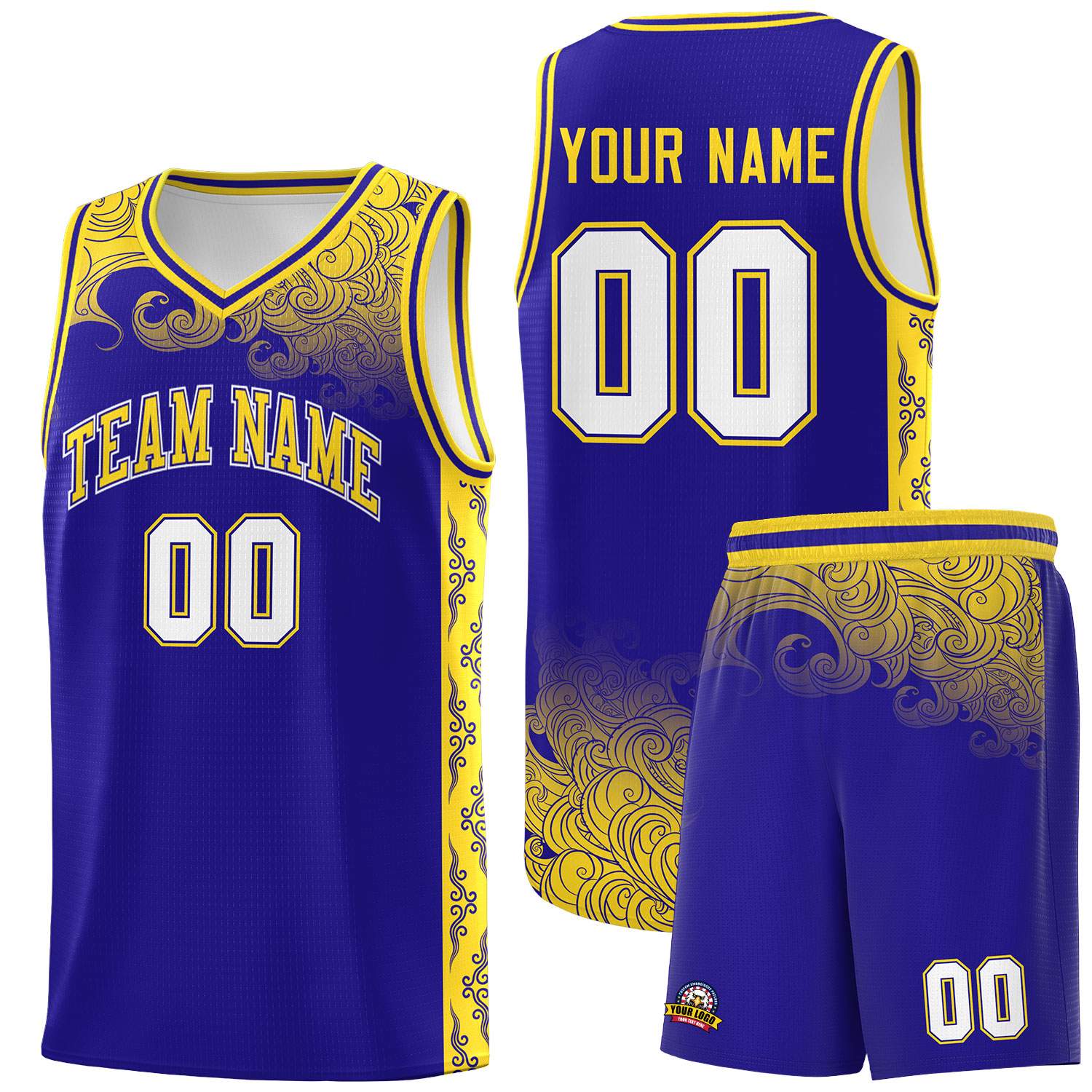 Custom Royal Personalized Cloud Pattern Sports Sets Uniform Basketball Jersey