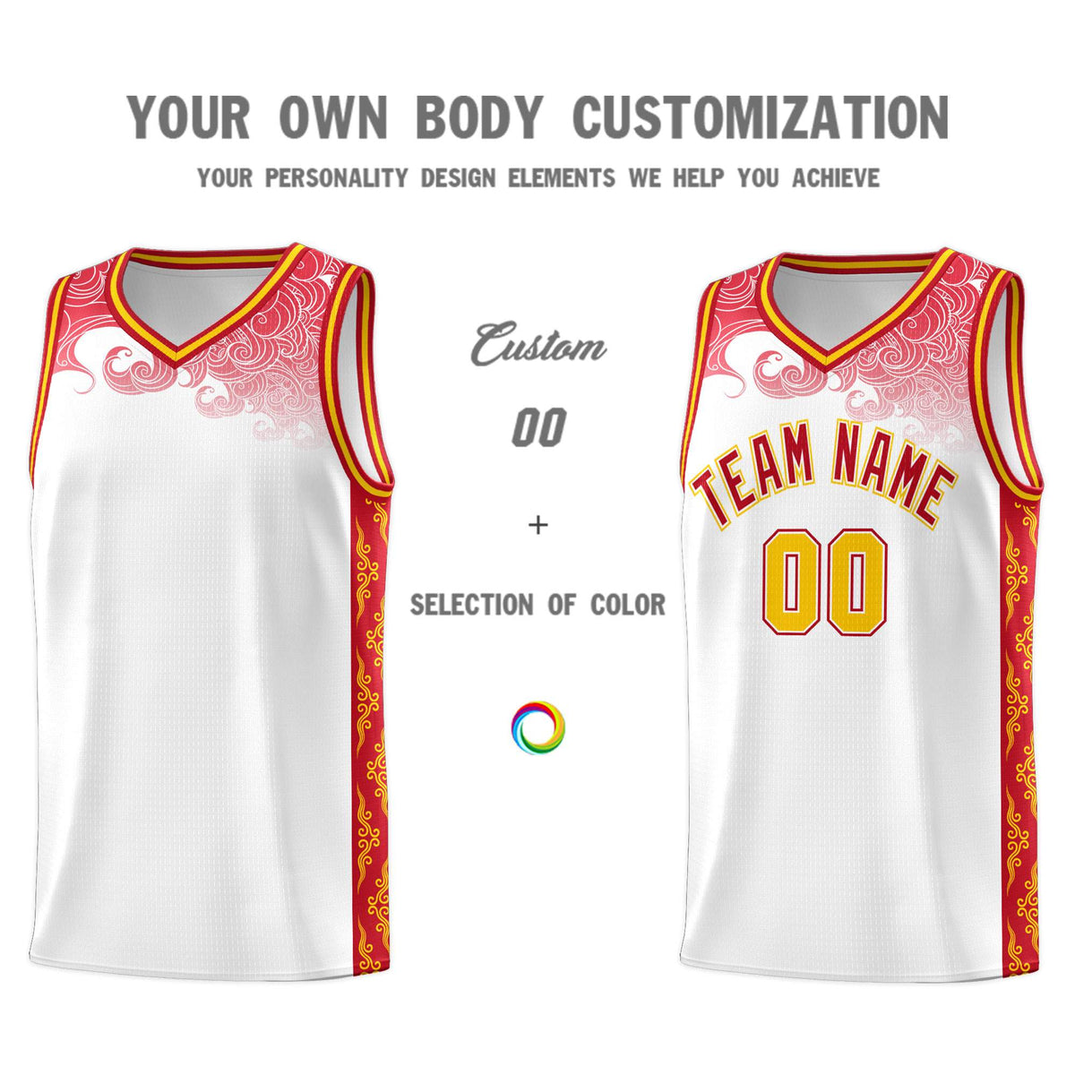 Custom White Personalized Cloud Pattern Sports Sets Uniform Basketball Jersey