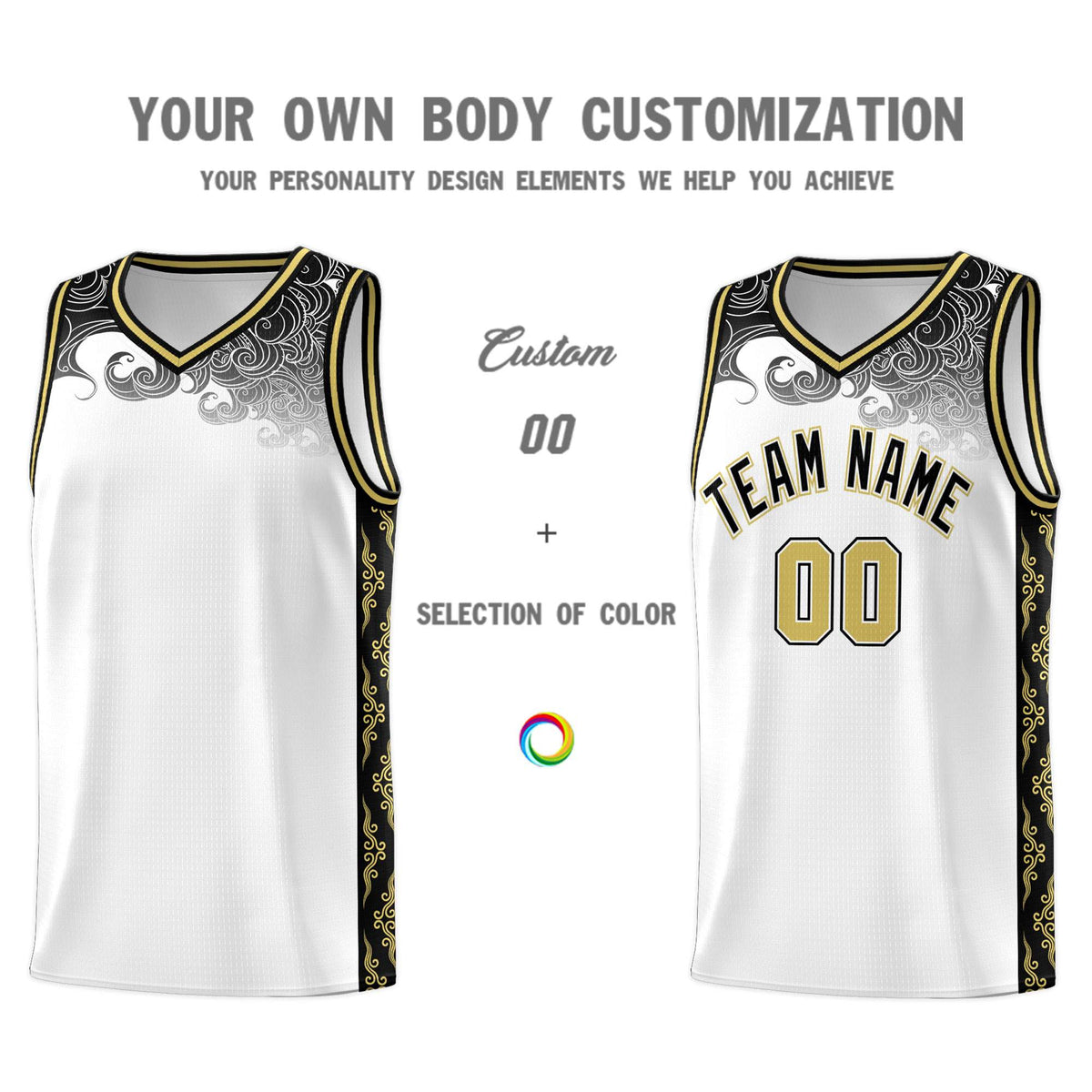 Custom White Personalized Cloud Pattern Sports Sets Uniform Basketball Jersey