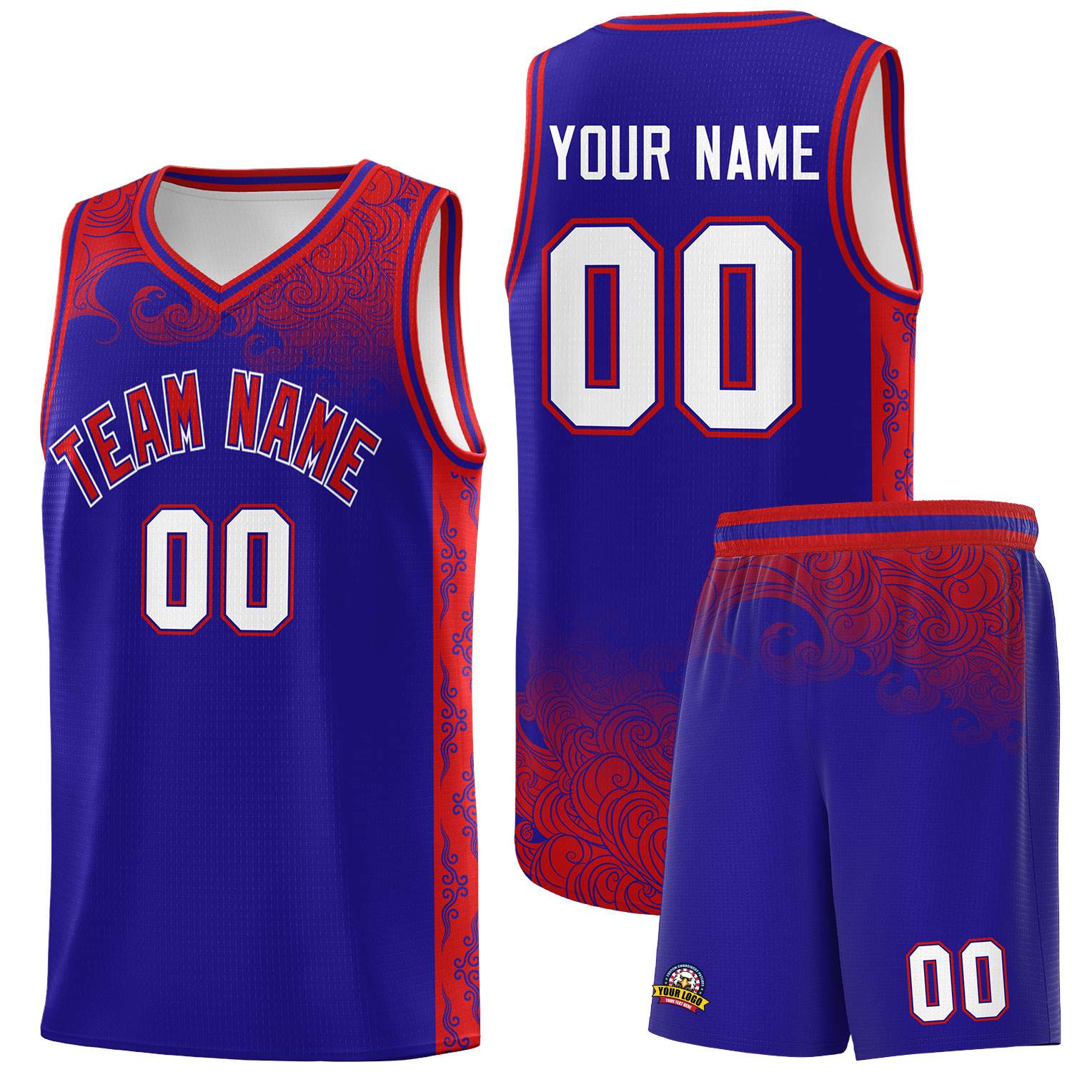 Custom Royal Personalized Cloud Pattern Sports Sets Uniform Basketball Jersey