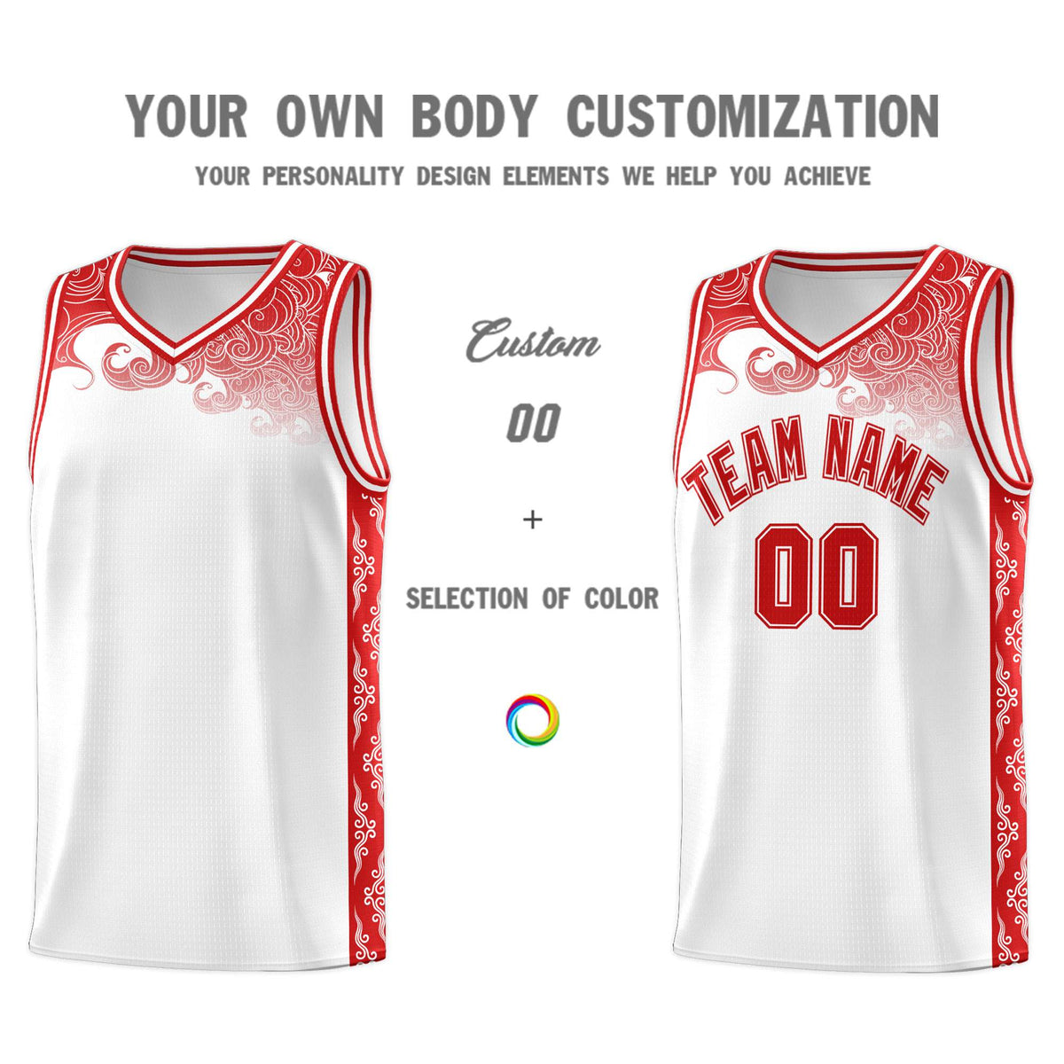 Custom White Personalized Cloud Pattern Sports Sets Uniform Basketball Jersey