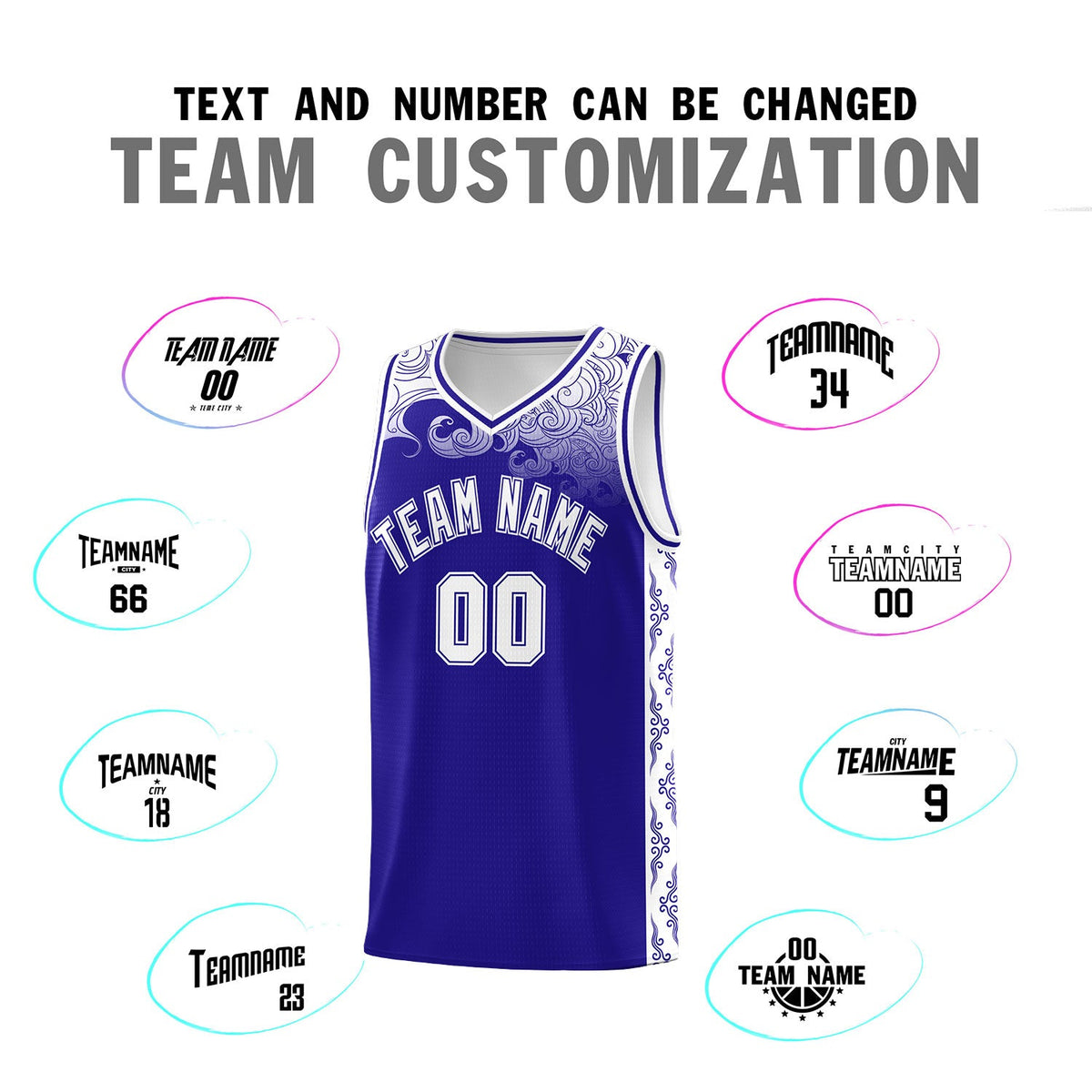 Custom Royal Personalized Cloud Pattern Sports Sets Uniform Basketball Jersey