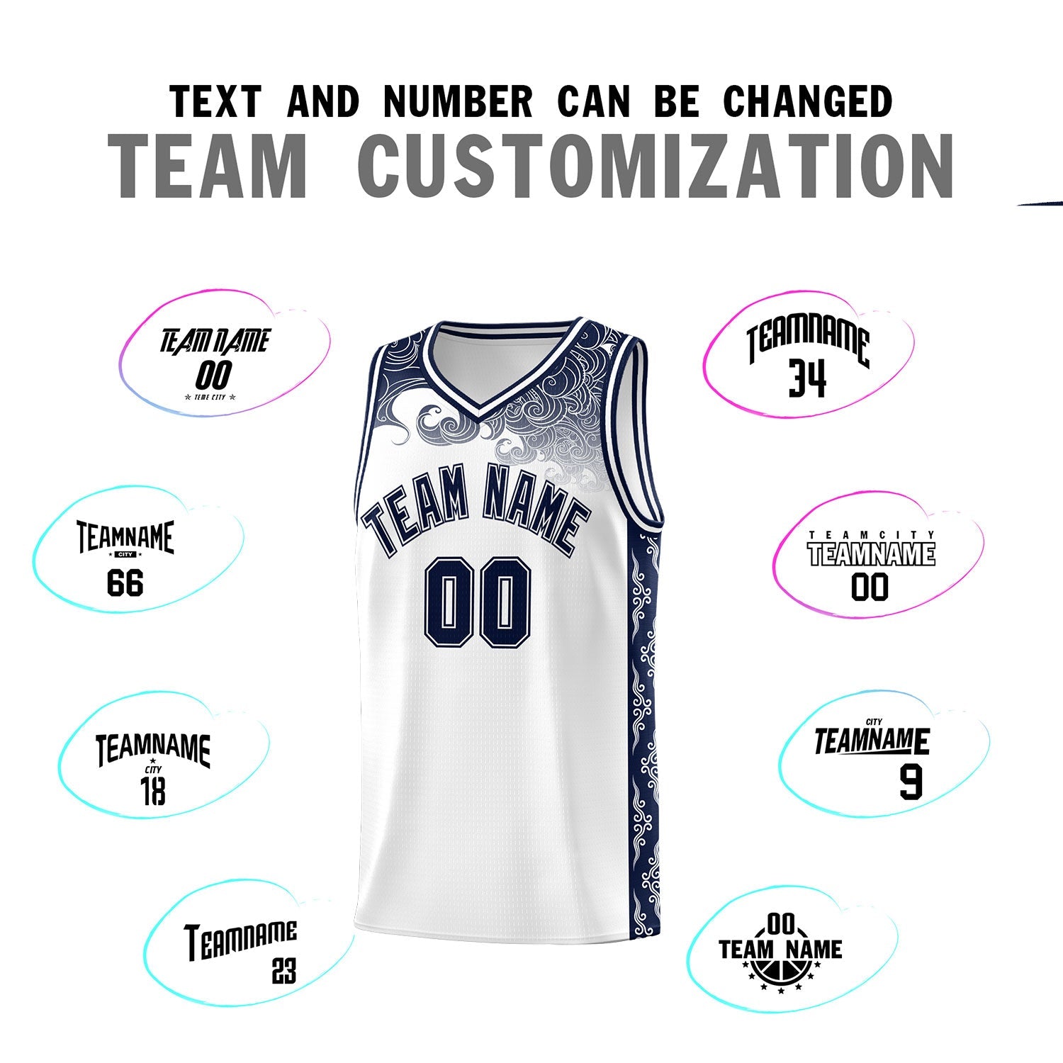 Custom White Personalized Cloud Pattern Sports Sets Uniform Basketball Jersey