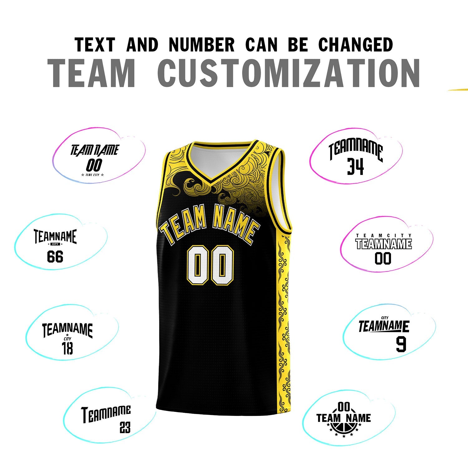 Custom Black Personalized Cloud Pattern Sports Sets Uniform Basketball Jersey