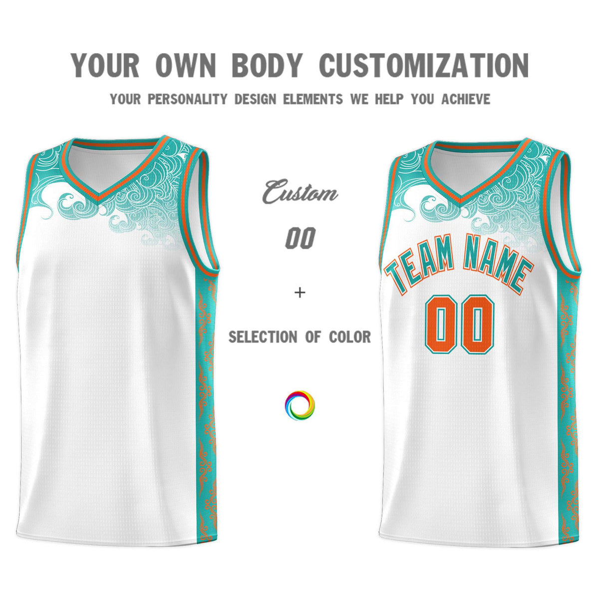 Custom White Personalized Cloud Pattern Sports Sets Uniform Basketball Jersey