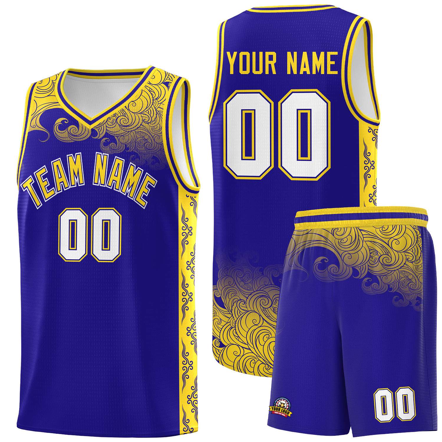 Custom Royal Personalized Cloud Pattern Sports Sets Uniform Basketball Jersey