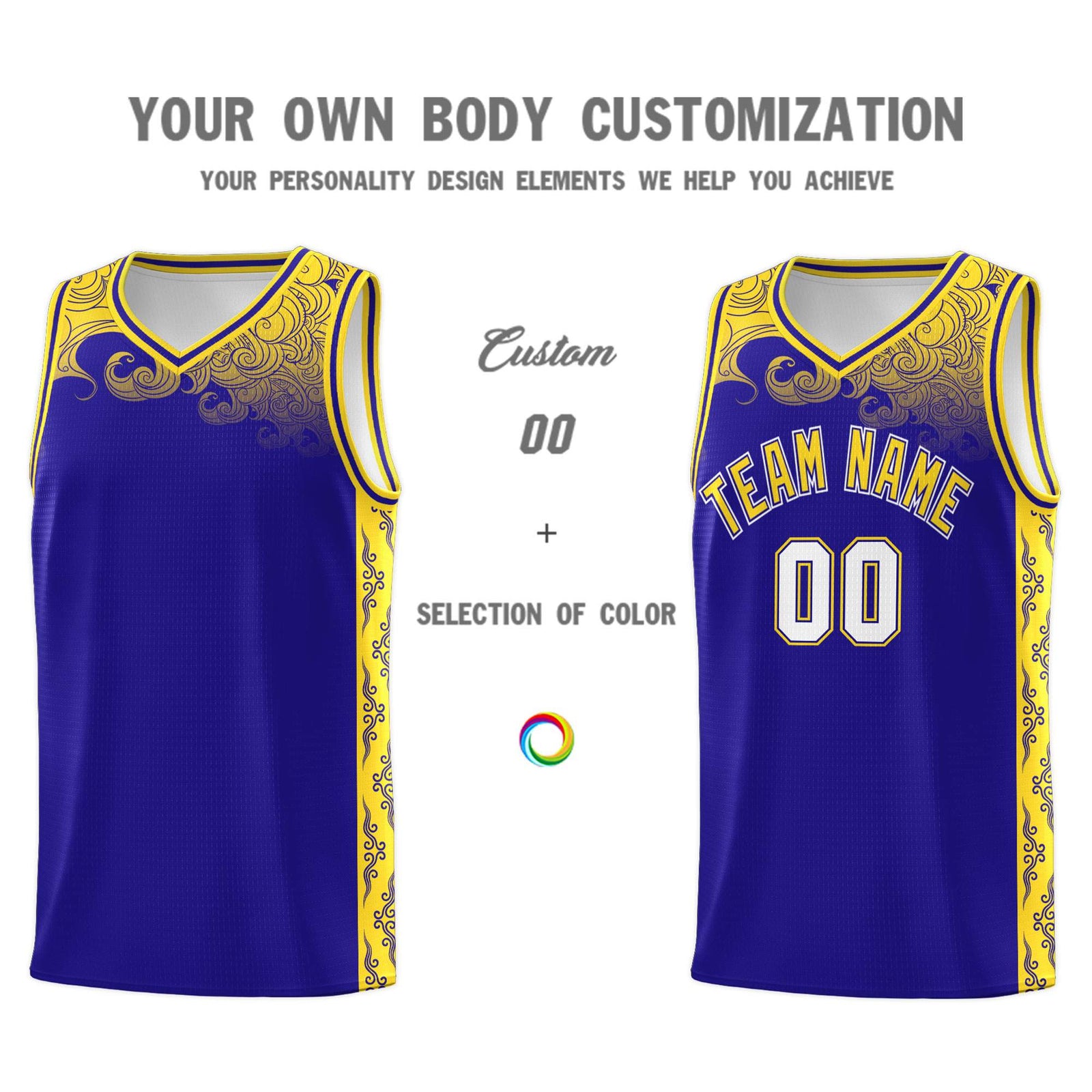 Custom Royal Personalized Cloud Pattern Sports Sets Uniform Basketball Jersey