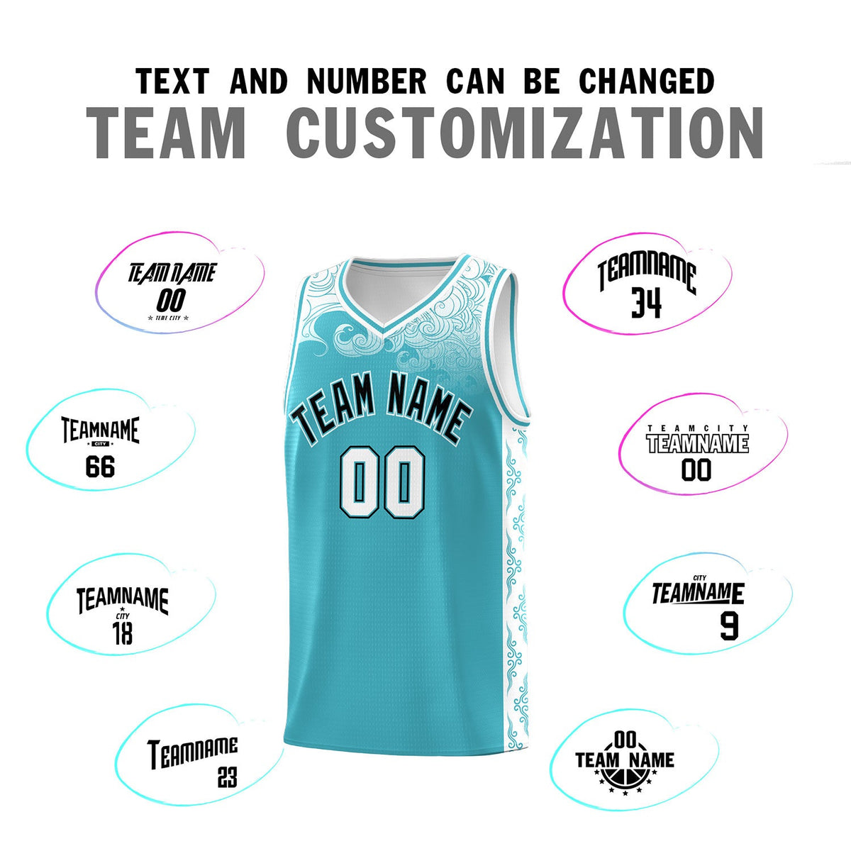 Custom Sky Blue Personalized Cloud Pattern Sports Sets Uniform Basketball Jersey