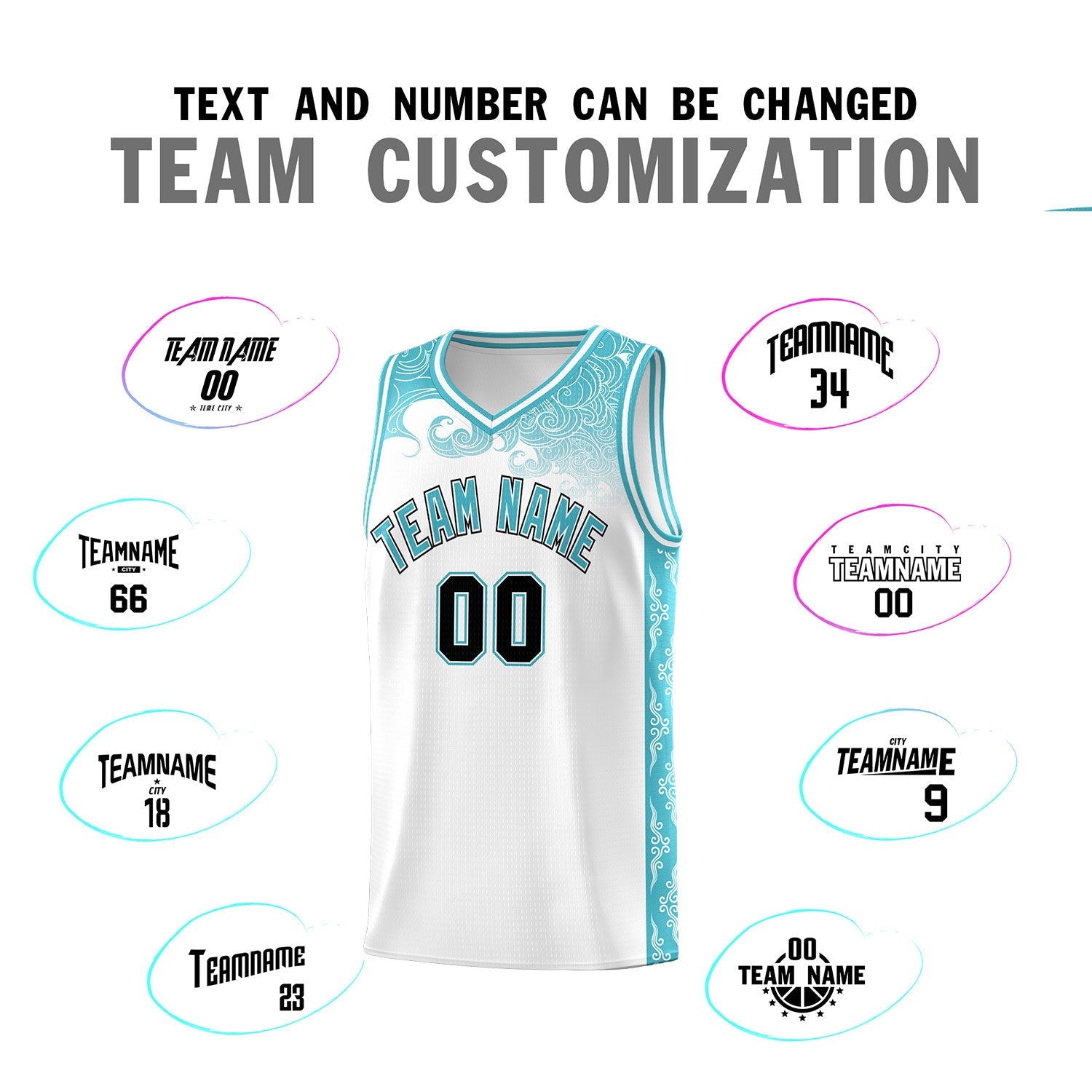 Custom White Personalized Cloud Pattern Sports Sets Uniform Basketball Jersey