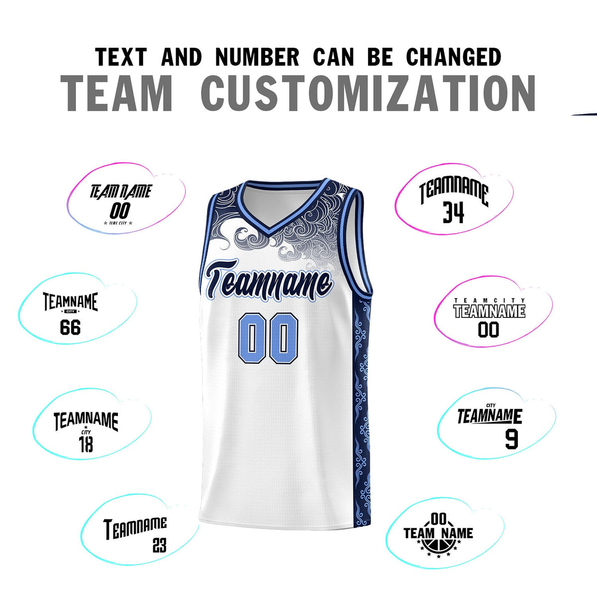 Custom White Personalized Cloud Pattern Sports Sets Uniform Basketball Jersey