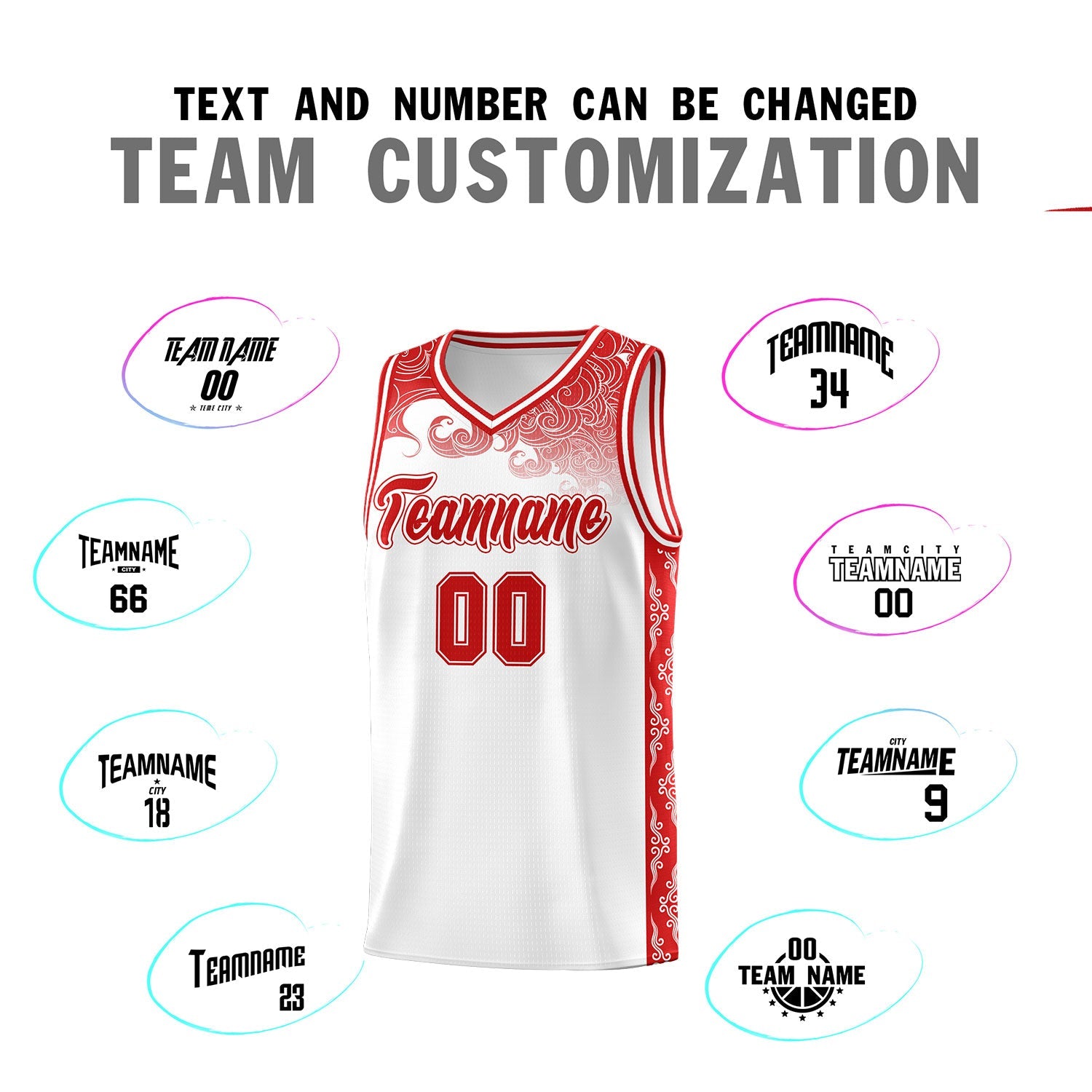 Custom White Personalized Cloud Pattern Sports Sets Uniform Basketball Jersey