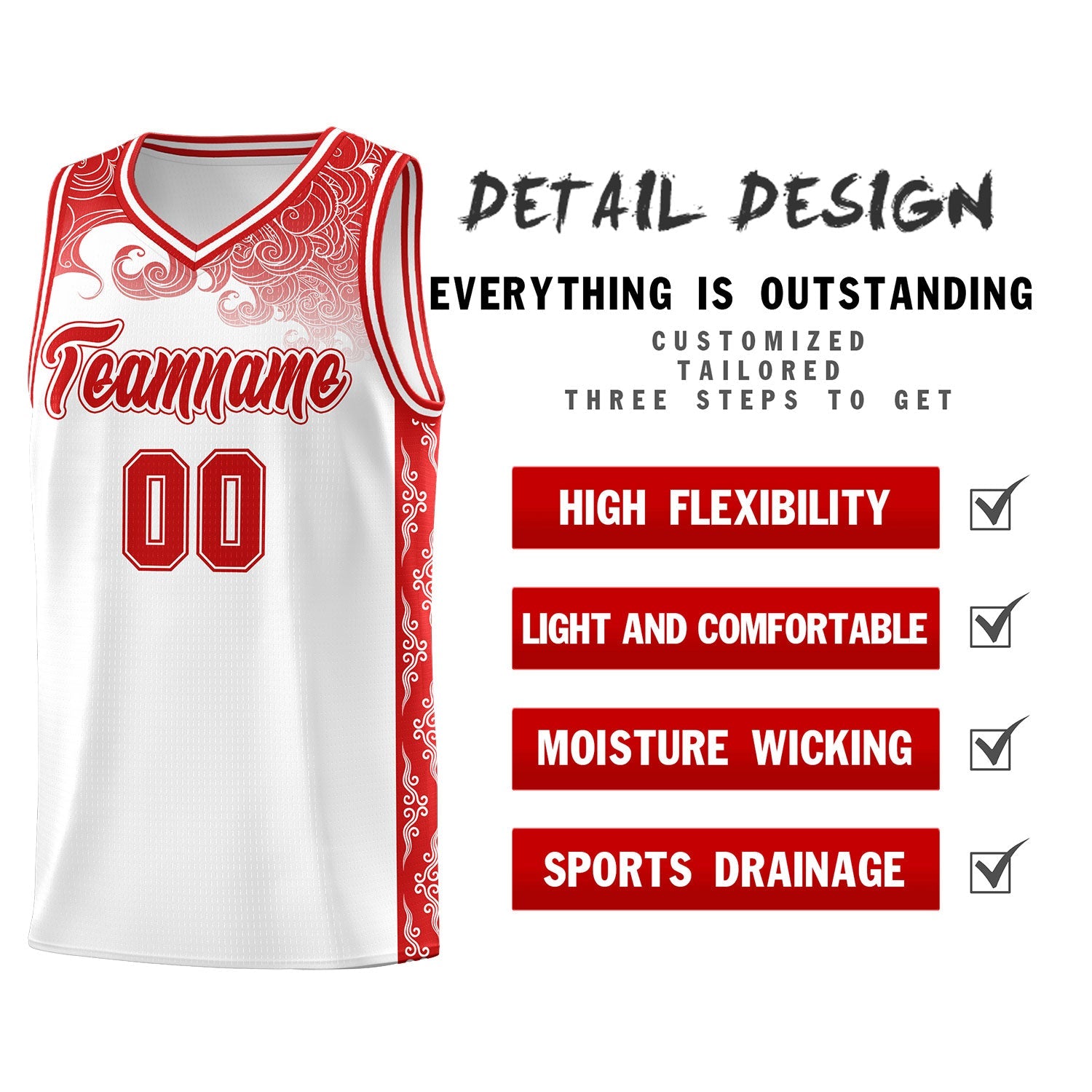 Custom White Personalized Cloud Pattern Sports Sets Uniform Basketball Jersey