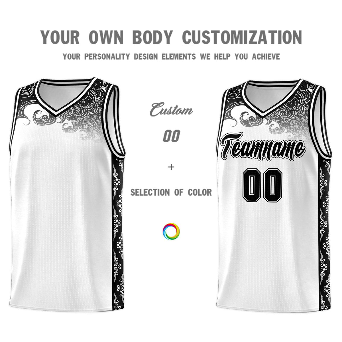 Custom White Personalized Cloud Pattern Sports Sets Uniform Basketball Jersey