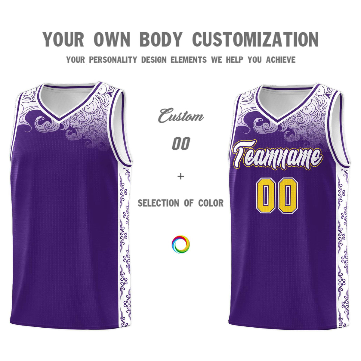 Custom Purple Personalized Cloud Pattern Sports Sets Uniform Basketball Jersey