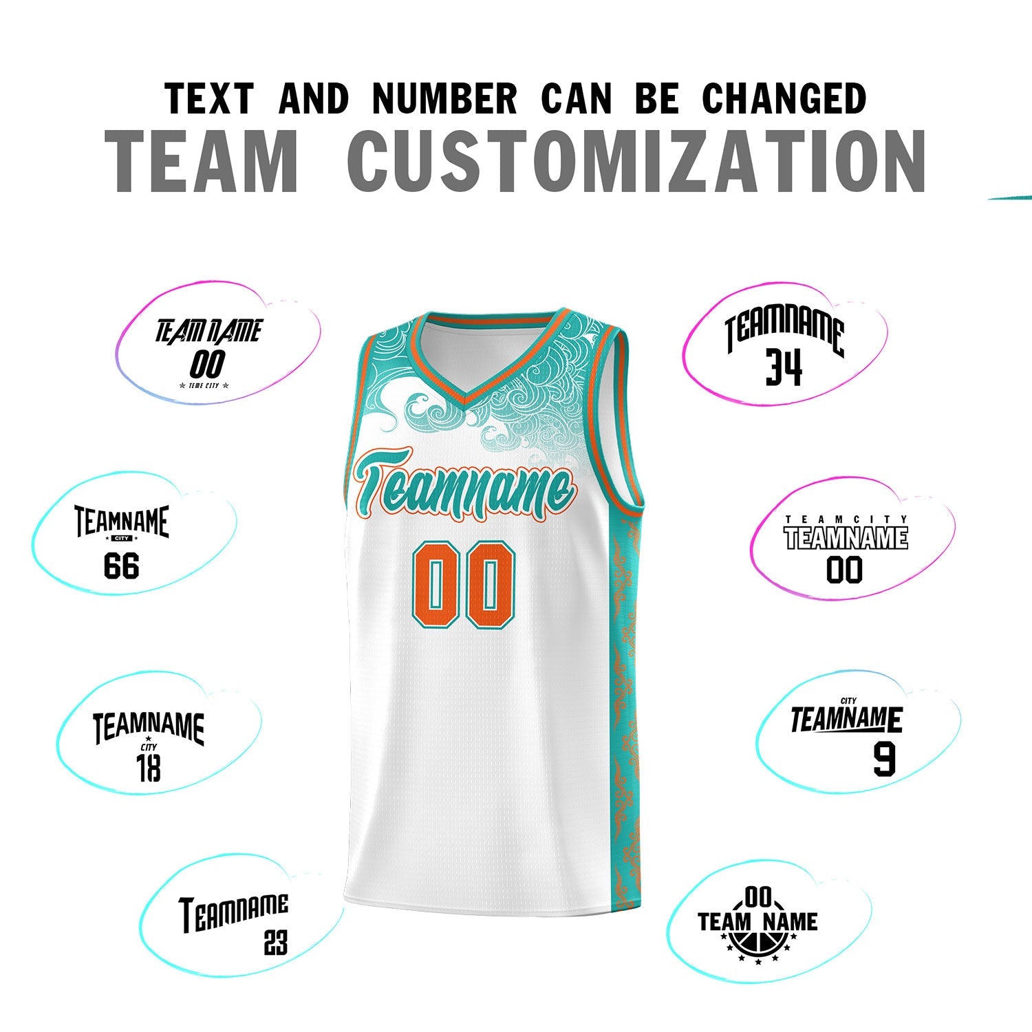 Custom White Personalized Cloud Pattern Sports Sets Uniform Basketball Jersey