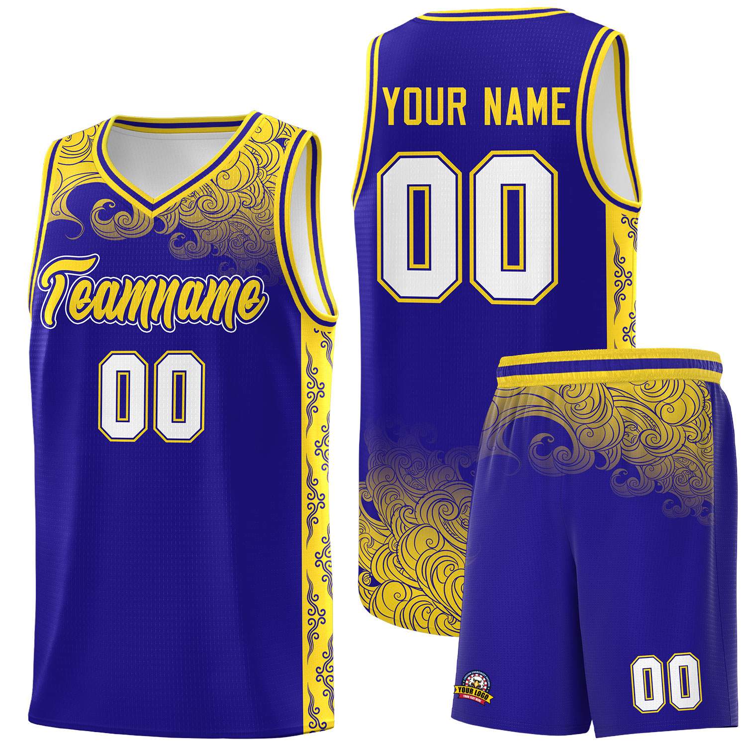 Custom Royal Personalized Cloud Pattern Sports Sets Uniform Basketball Jersey